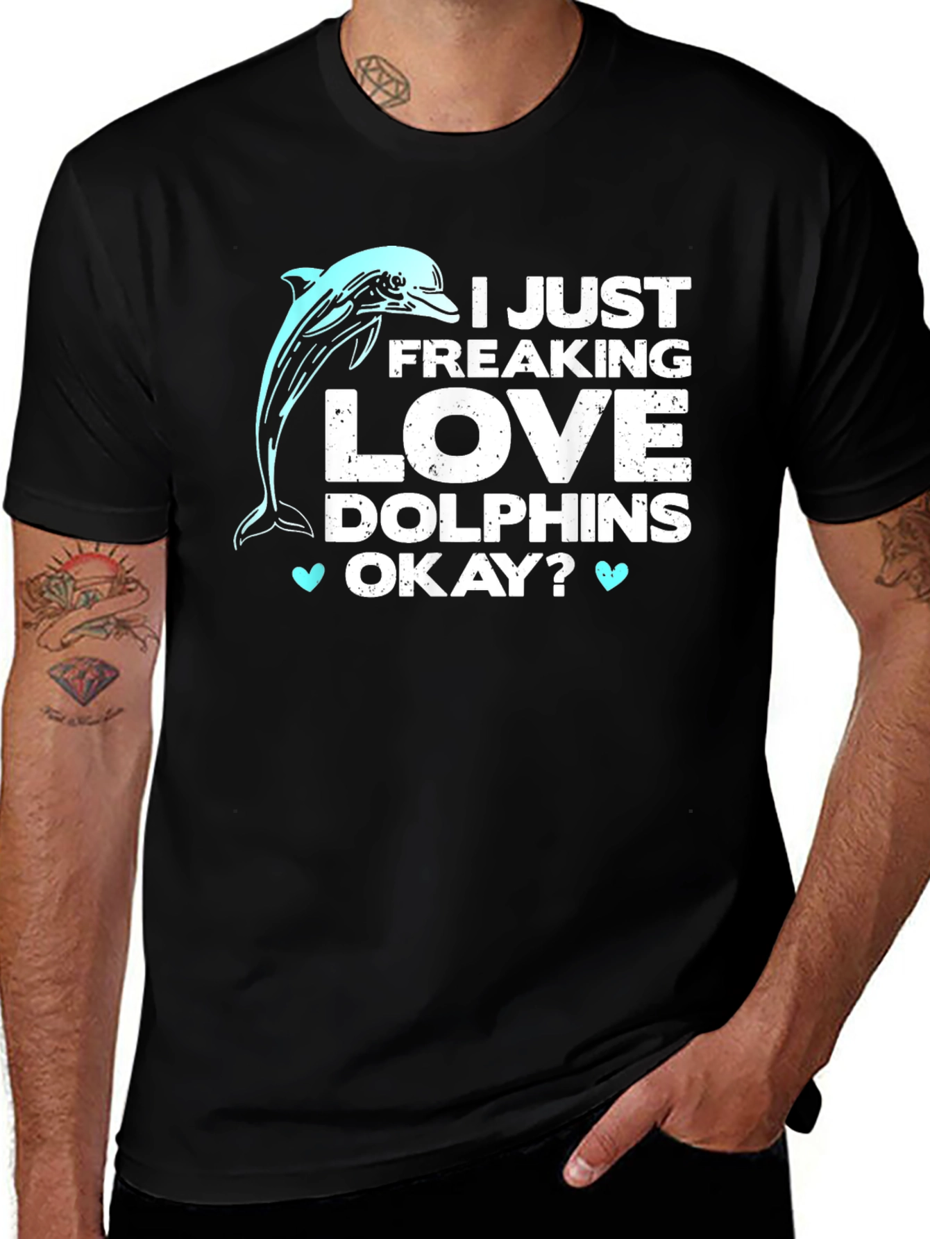 Variant 20 of I Love Dolphins T-Shirt - Funny Graphic Tee
