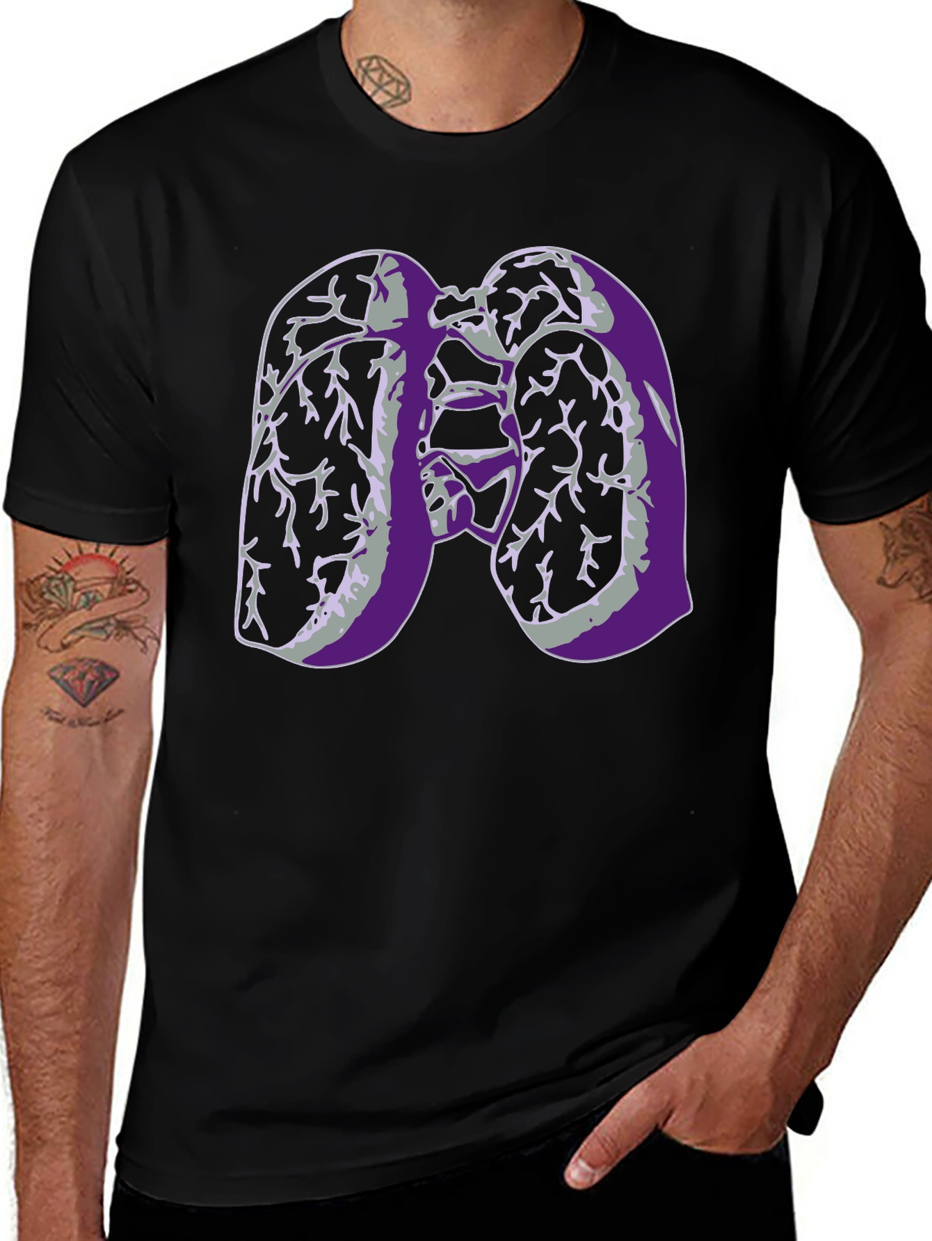 Variant 3 of Lung Graphic Tee - Black Short Sleeve T-Shirt