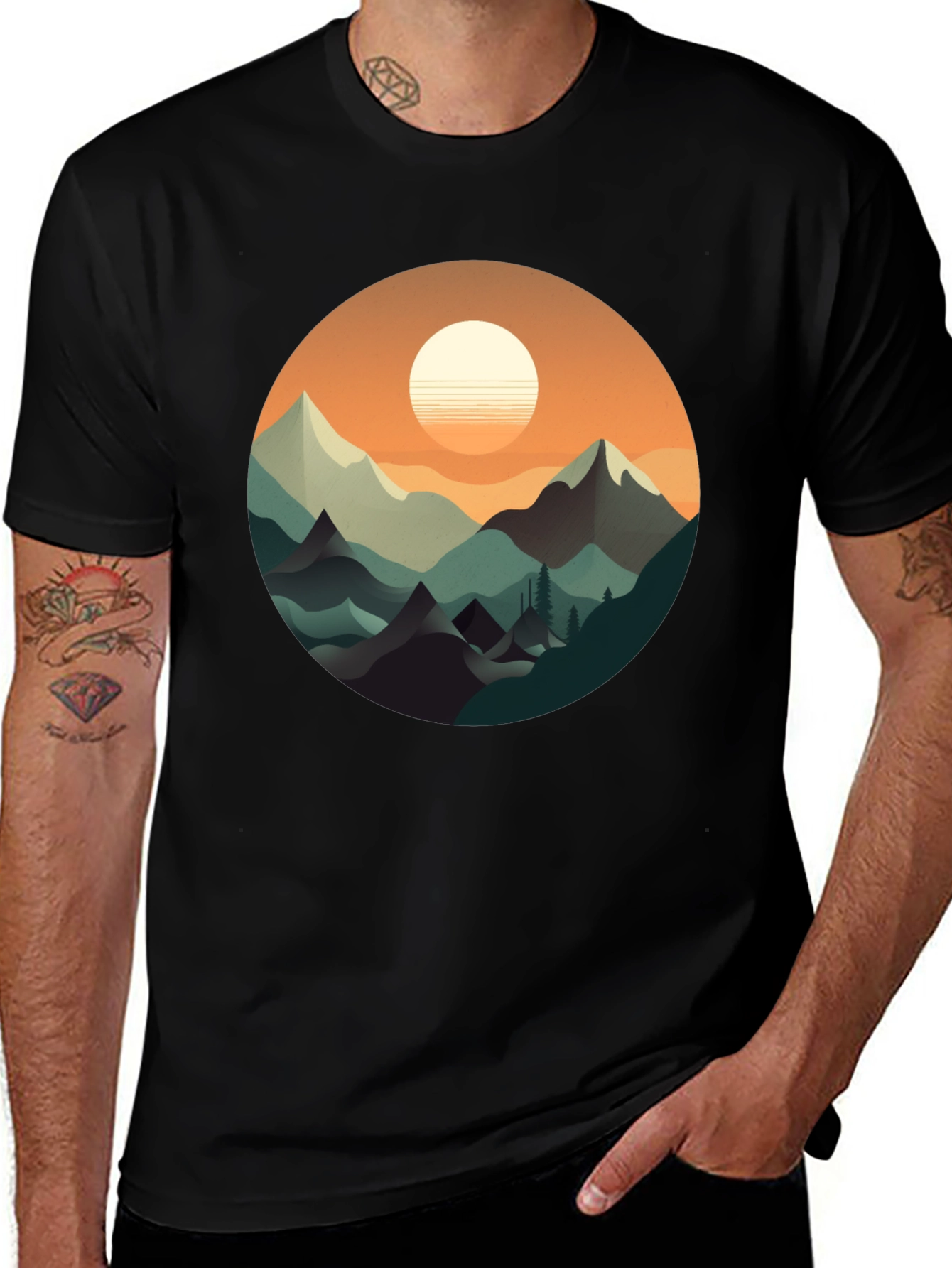 Variant 16 of Mountainscape Graphic Tee - Stylish Nature Design