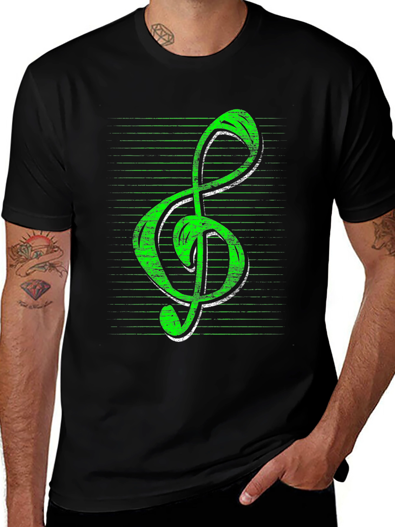 Variant 25 of Green Treble Clef Music T-Shirt