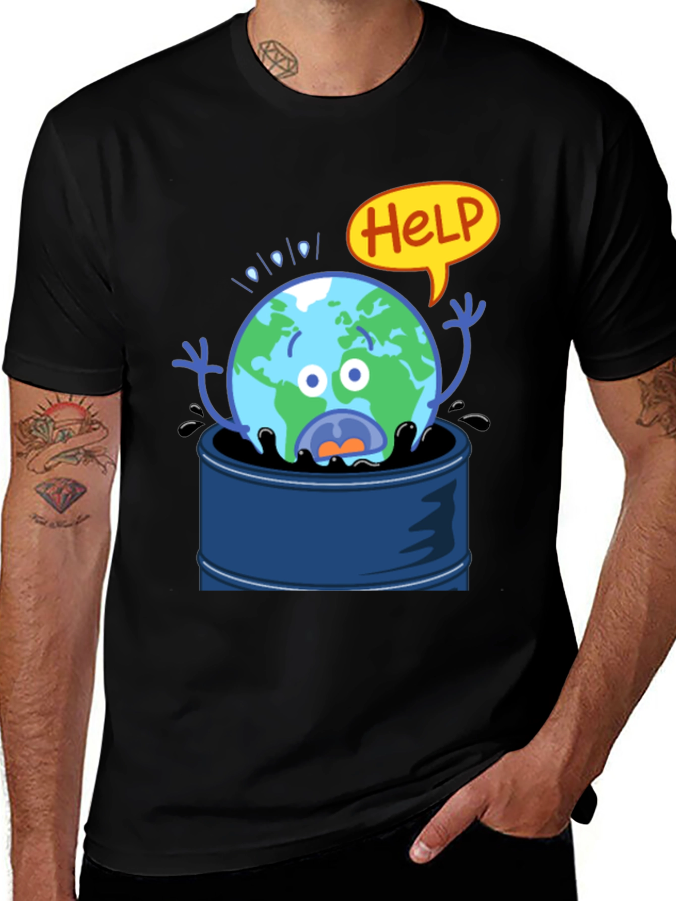 Variant 30 of Distressed Earth Graphic Tee - Save Our Planet!