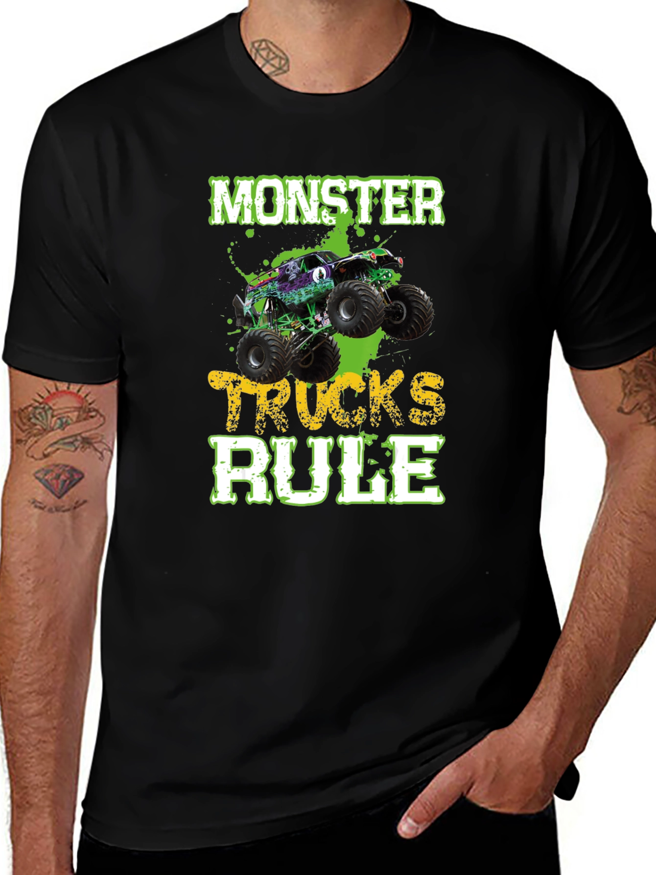 Variant 10 of Monster Trucks Rule Black T-Shirt
