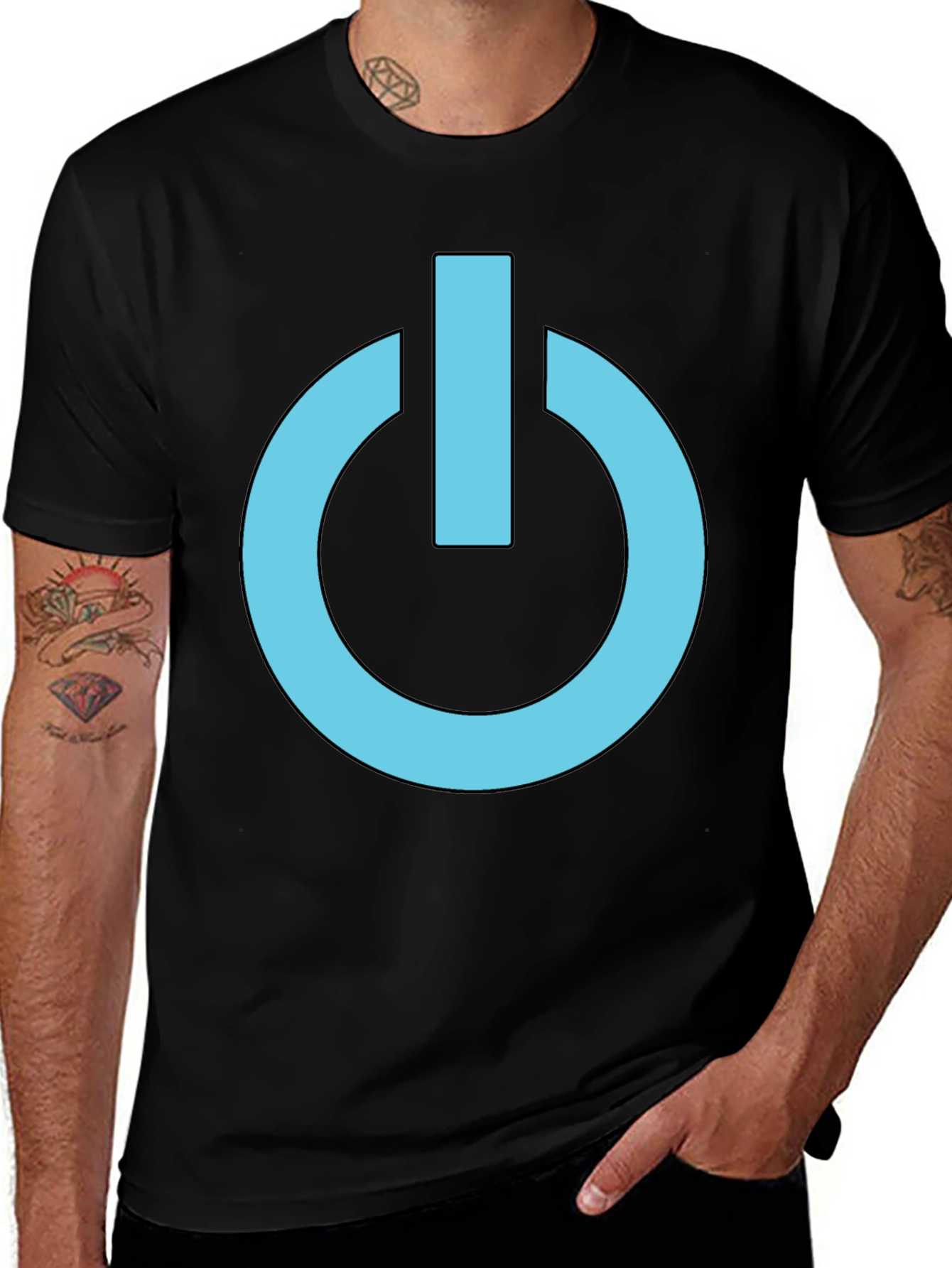 Power Button Graphic Tee - Cool Black T-Shirt