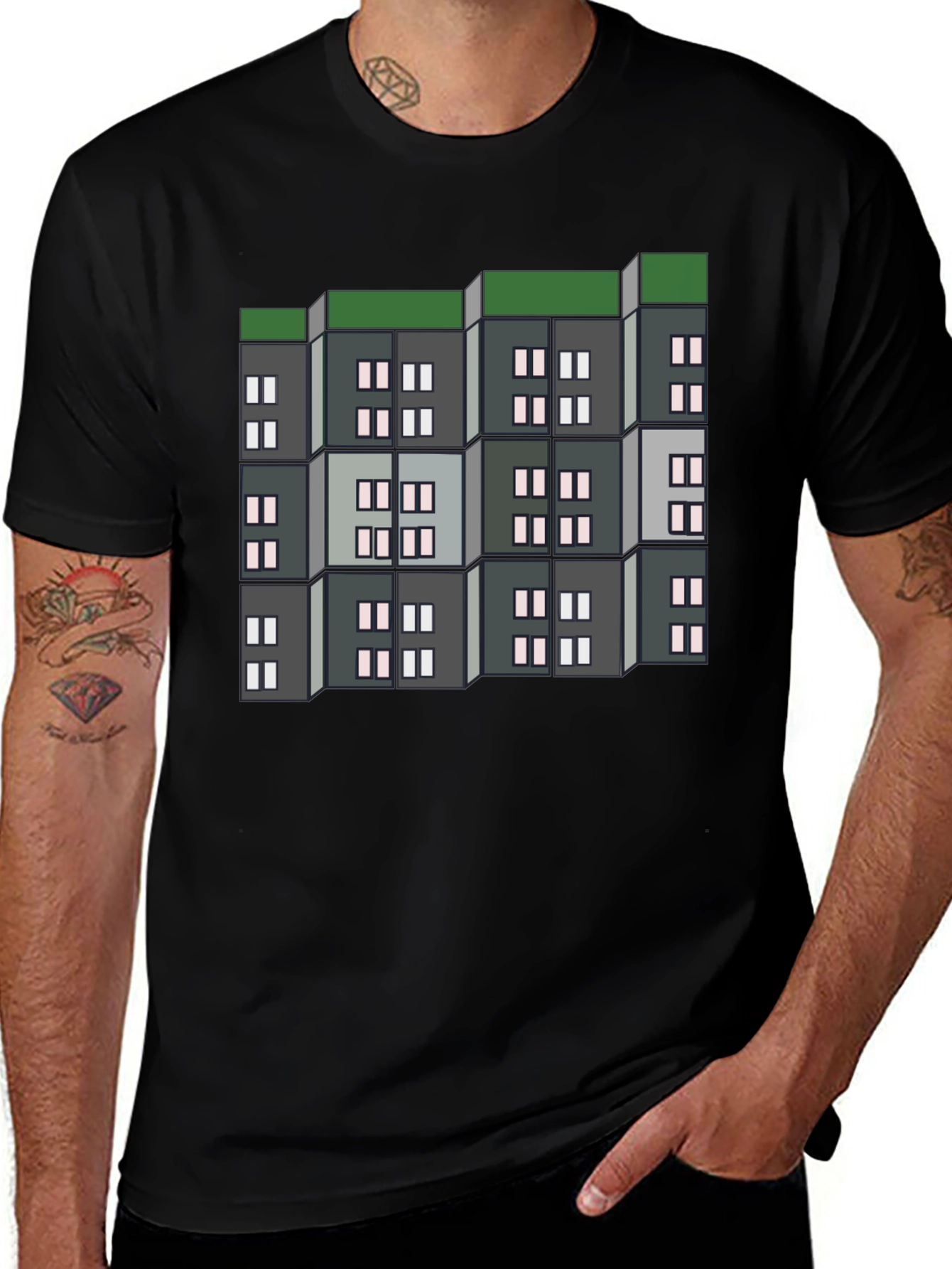 Variant 24 of Apartment Block T-Shirt - Unique Cityscape Design