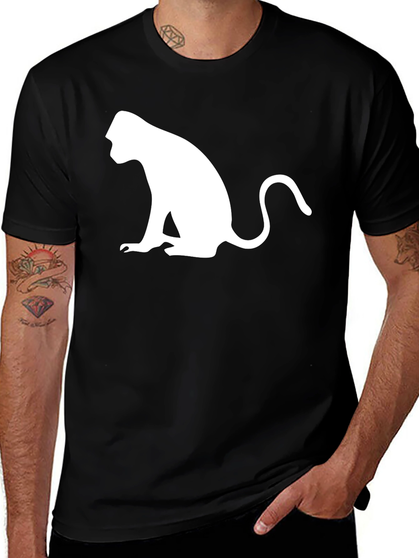 Variant 6 of Monkey Silhouette Graphic Tee - Black Cotton T-Shirt