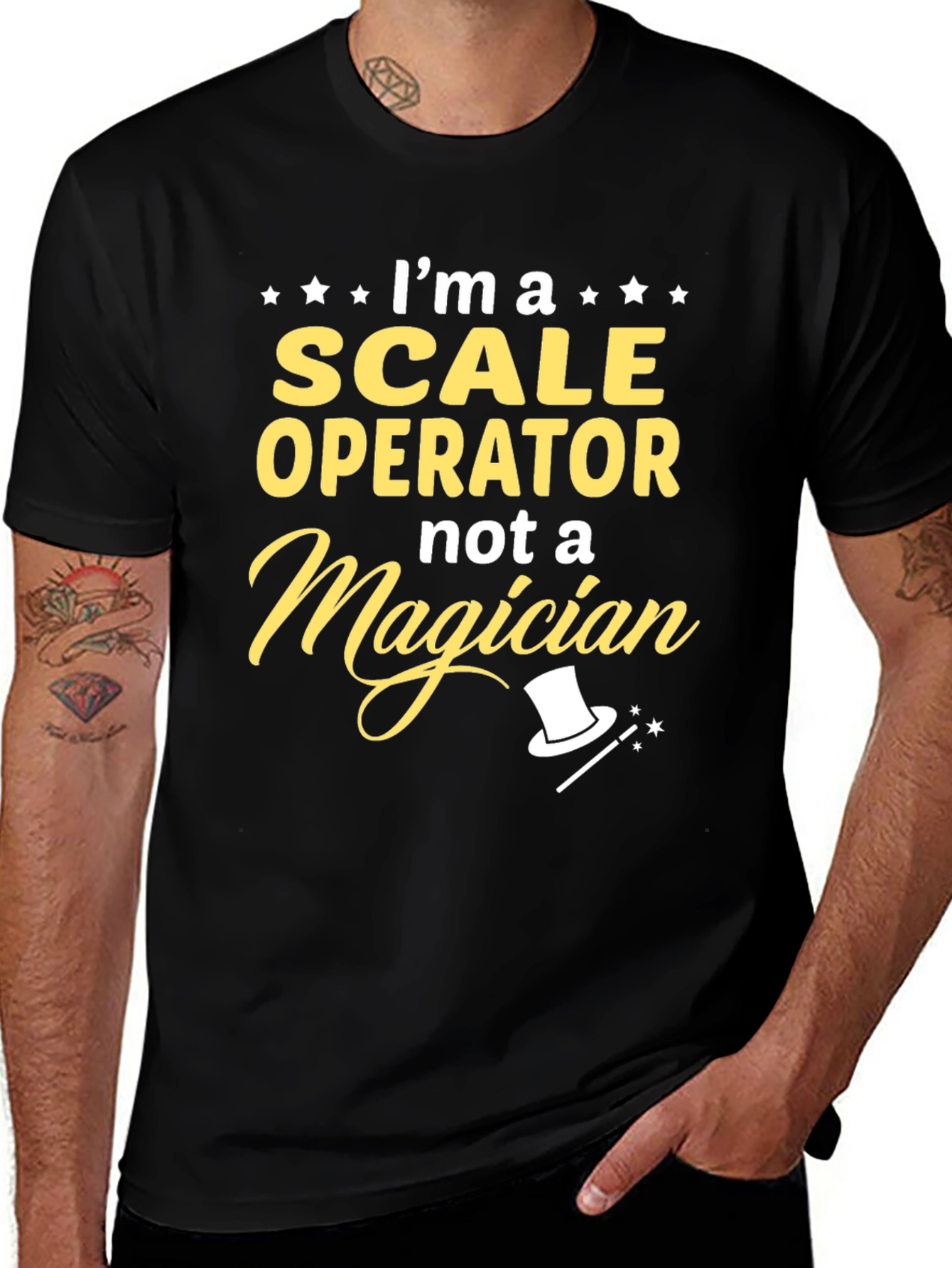 Variant 10 of Scale Operator Not a Magician Black T-Shirt