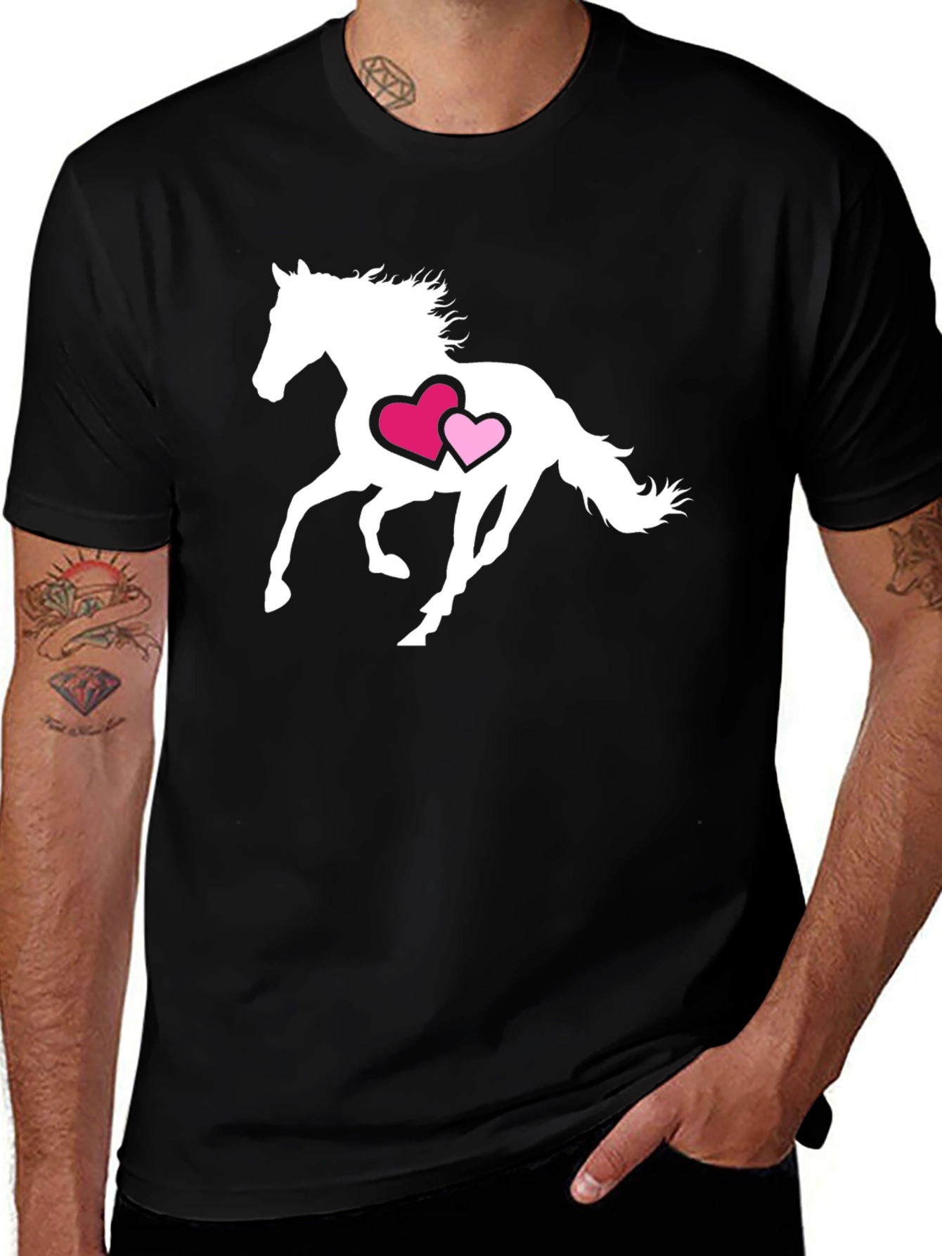 Variant 6 of Horse and Hearts Black T-Shirt