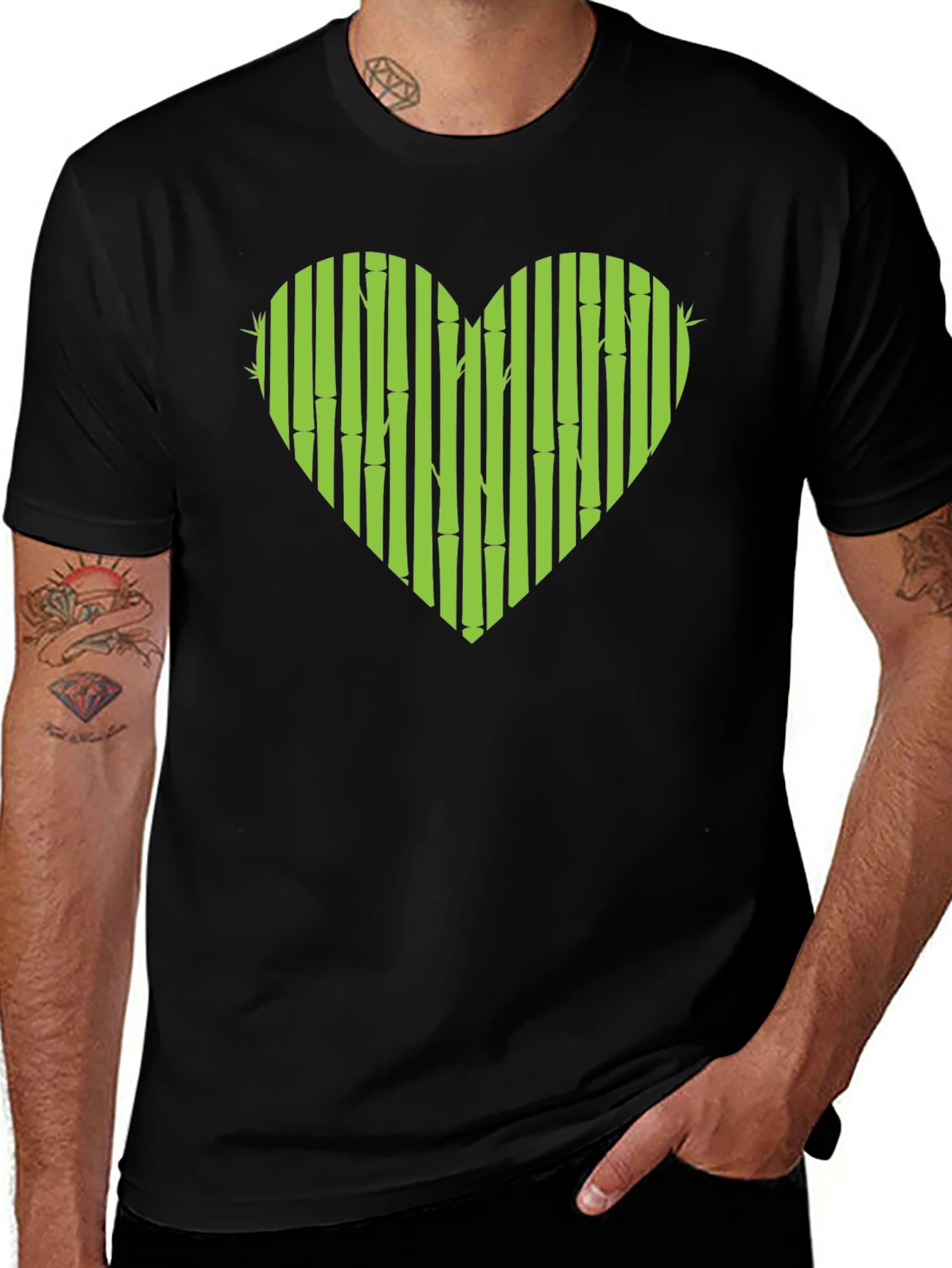 Variant 15 of Bamboo Heart Graphic Tee - Nature Lover's Shirt