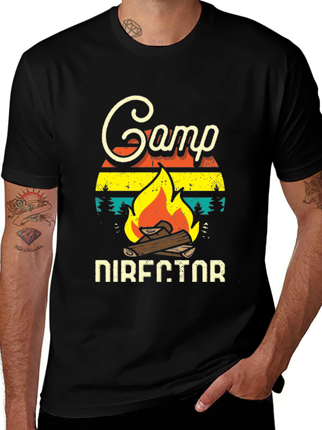 Black Camp Director T-Shirt - Camping Lover Tee main image