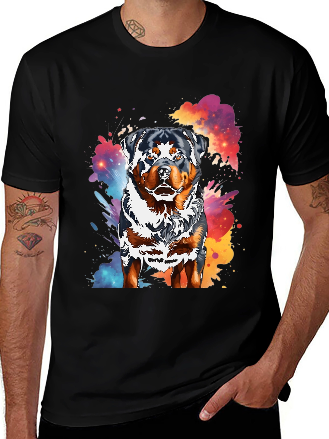 Rottweiler Splash T-Shirt - Unique Dog Lover Tee