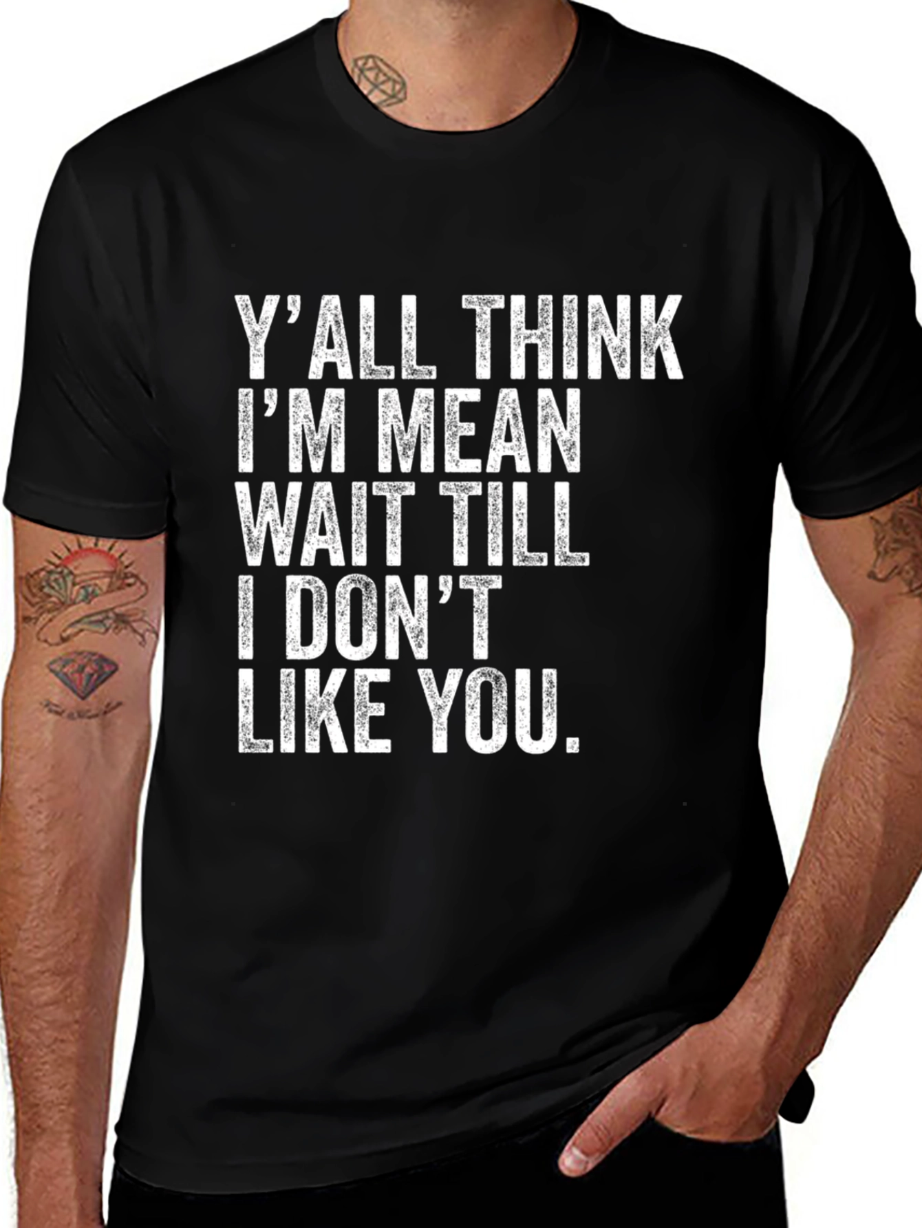 Variant 24 of Funny Graphic T-Shirt: "Y'all Think I'm Mean"