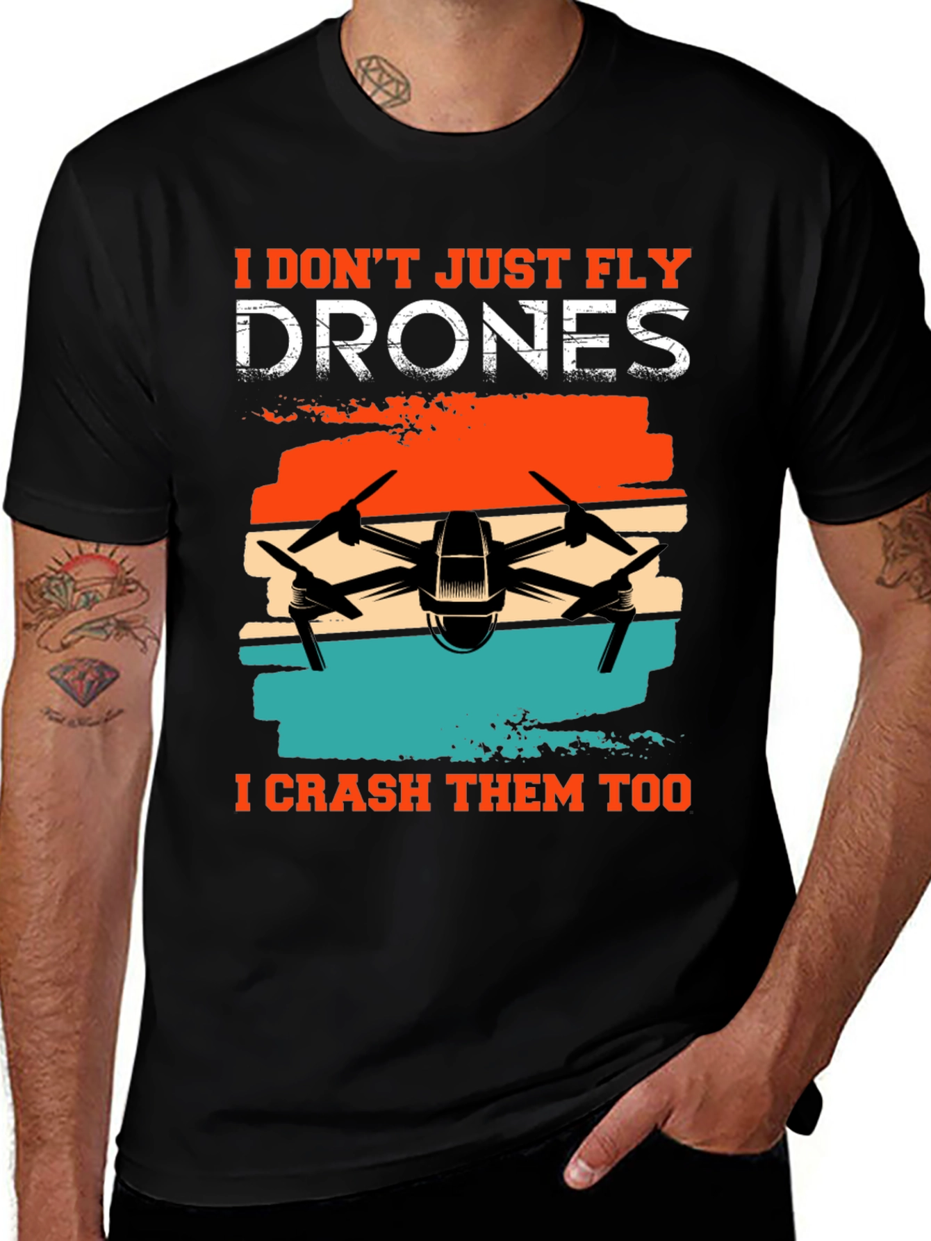 Variant 14 of Drone Enthusiast T-Shirt - Fly & Crash