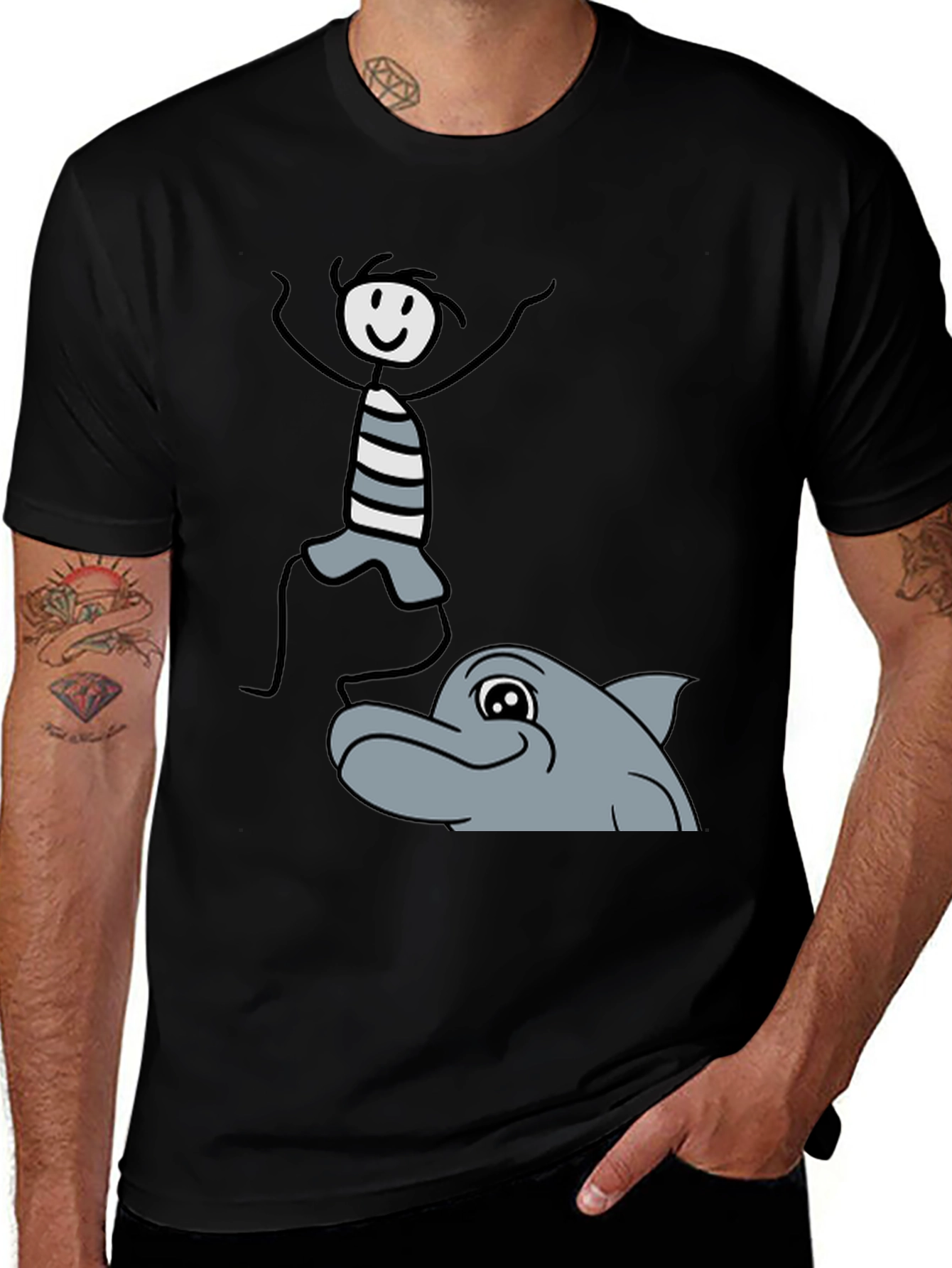 Variant 23 of Stick Figure & Dolphin Graphic Tee - Unisex