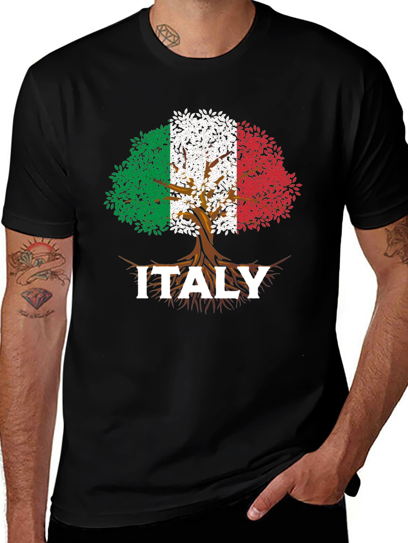 Italy Roots Tree Flag T-Shirt