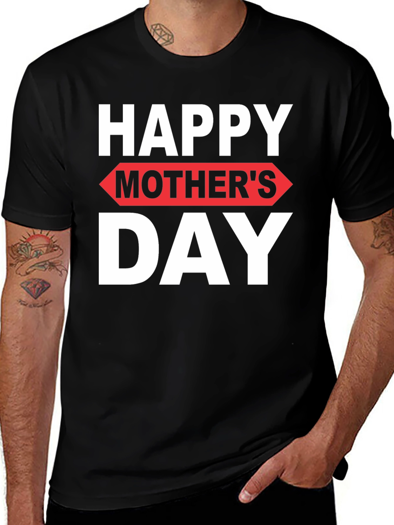 Variant 25 of Happy Mother's Day Graphic Tee - Black Cotton Blend
