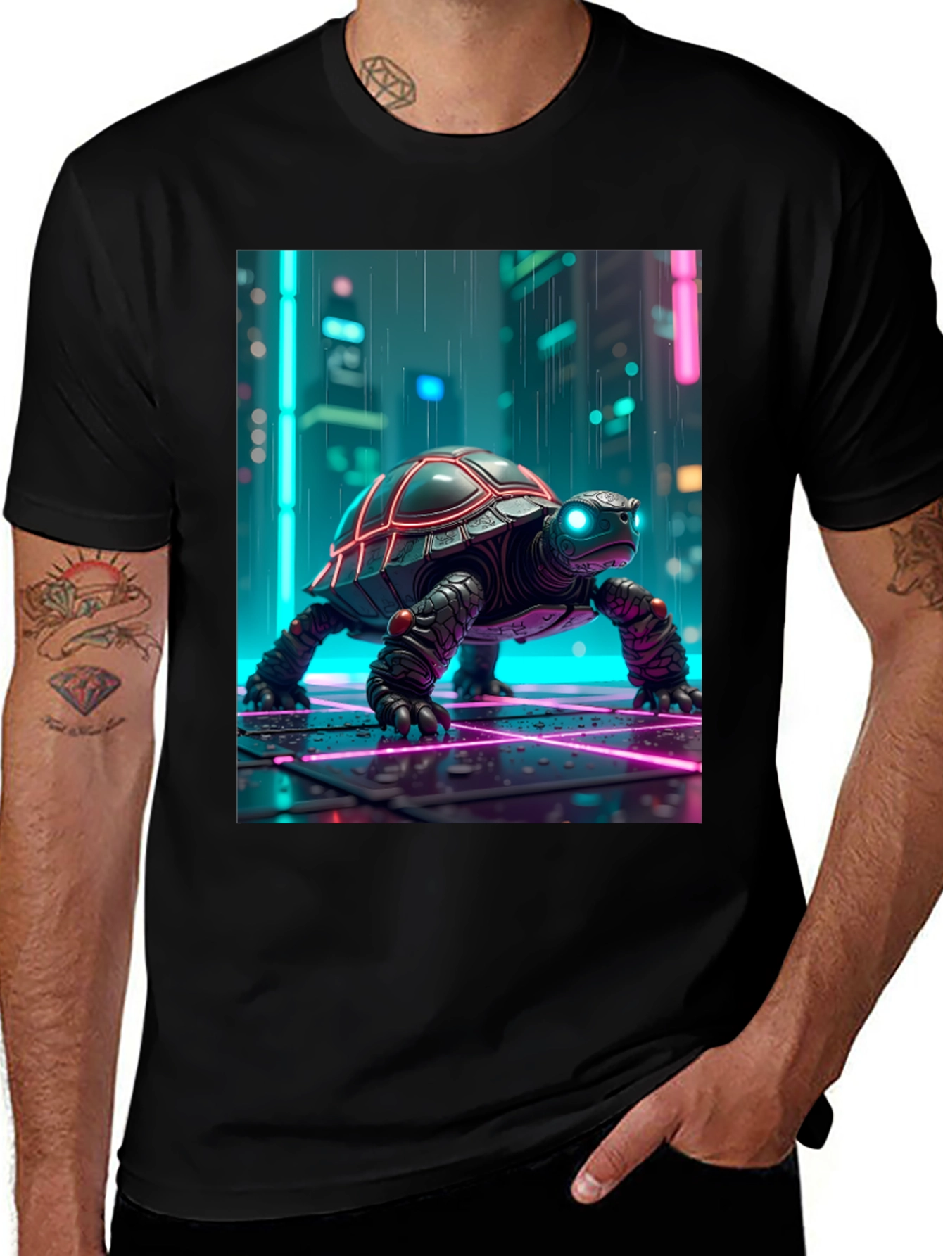Cyberpunk Turtle Black T-Shirt