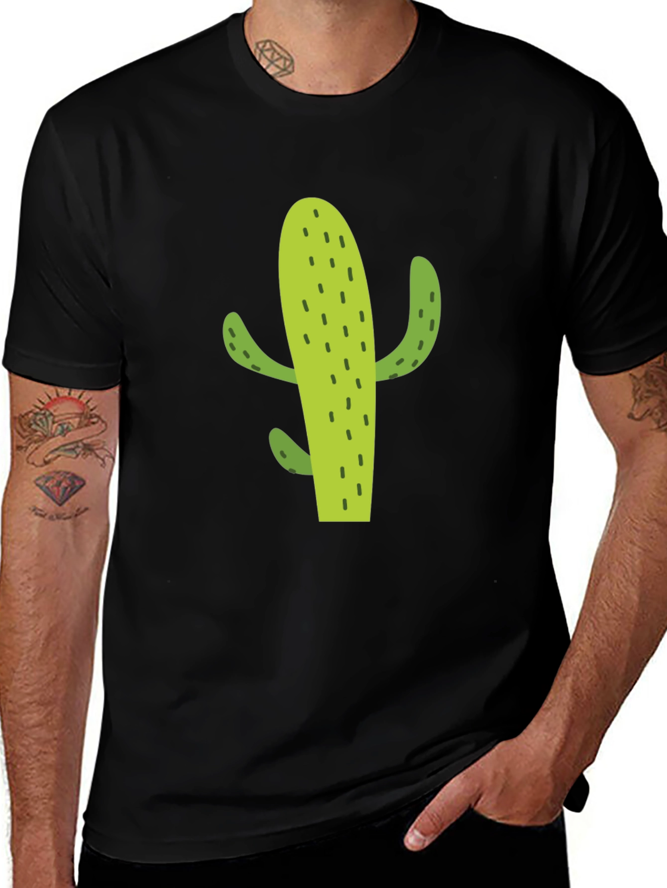 Variant 24 of Cactus Graphic Tee - Casual Black T-Shirt