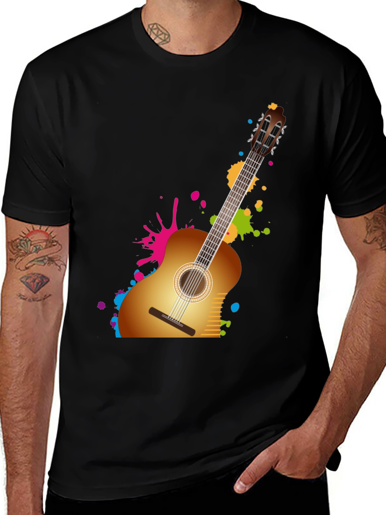 Guitar Splash Graphic Tee - Stylish Music Lover T-Shirt