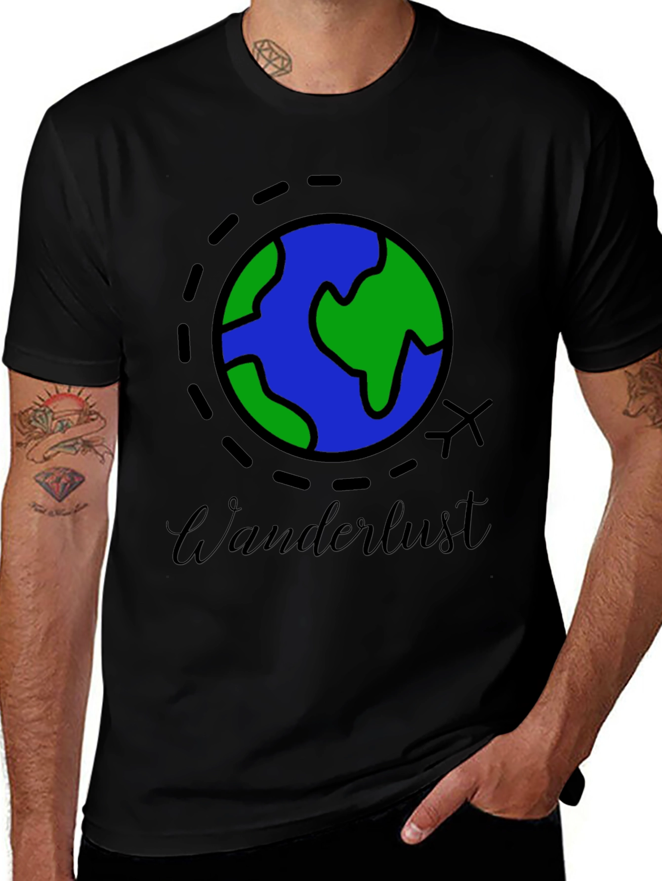 Variant 5 of Wanderlust World Traveler Black T-Shirt