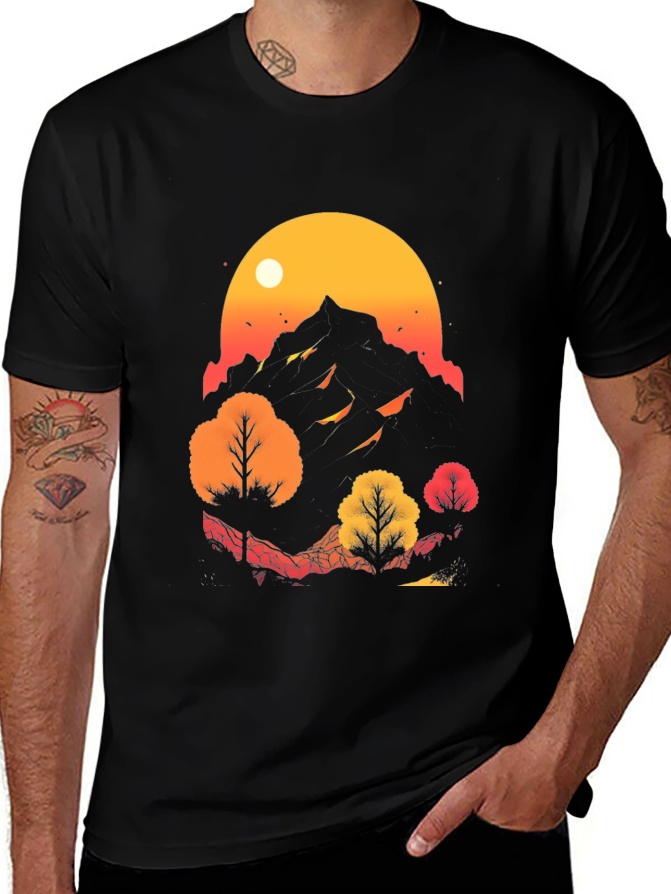 Variant 30 of Mountain Sunset Graphic Tee - Nature Inspired Design