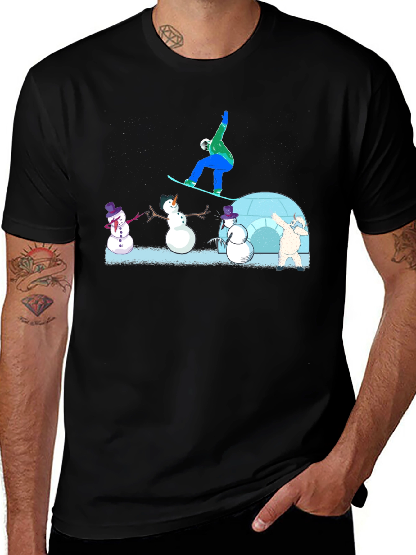 Variant 10 of Snowboarder and Snowmen Graphic T-Shirt