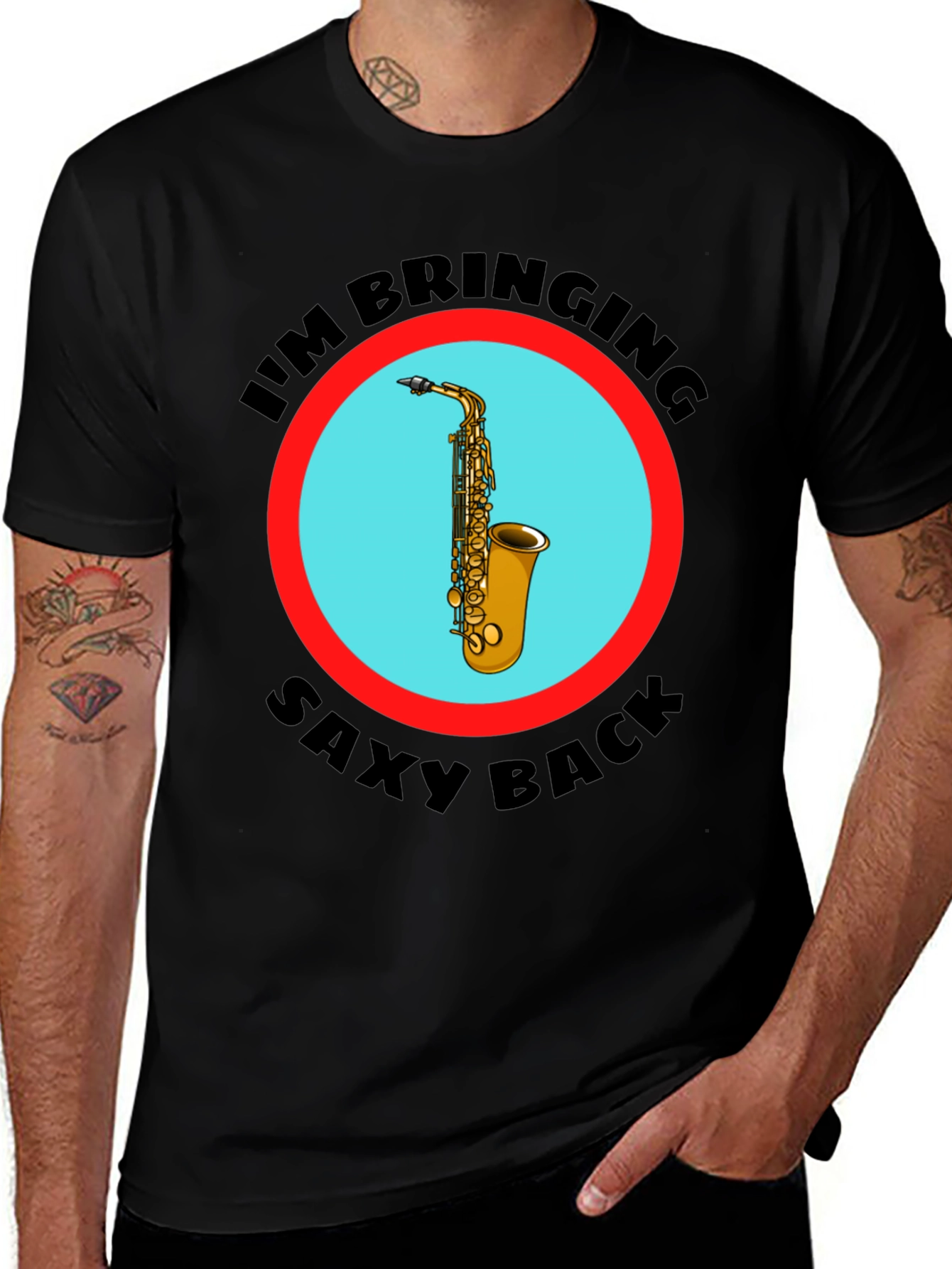 Variant 6 of Saxy Back Graphic Tee - Men's Novelty T-Shirt
