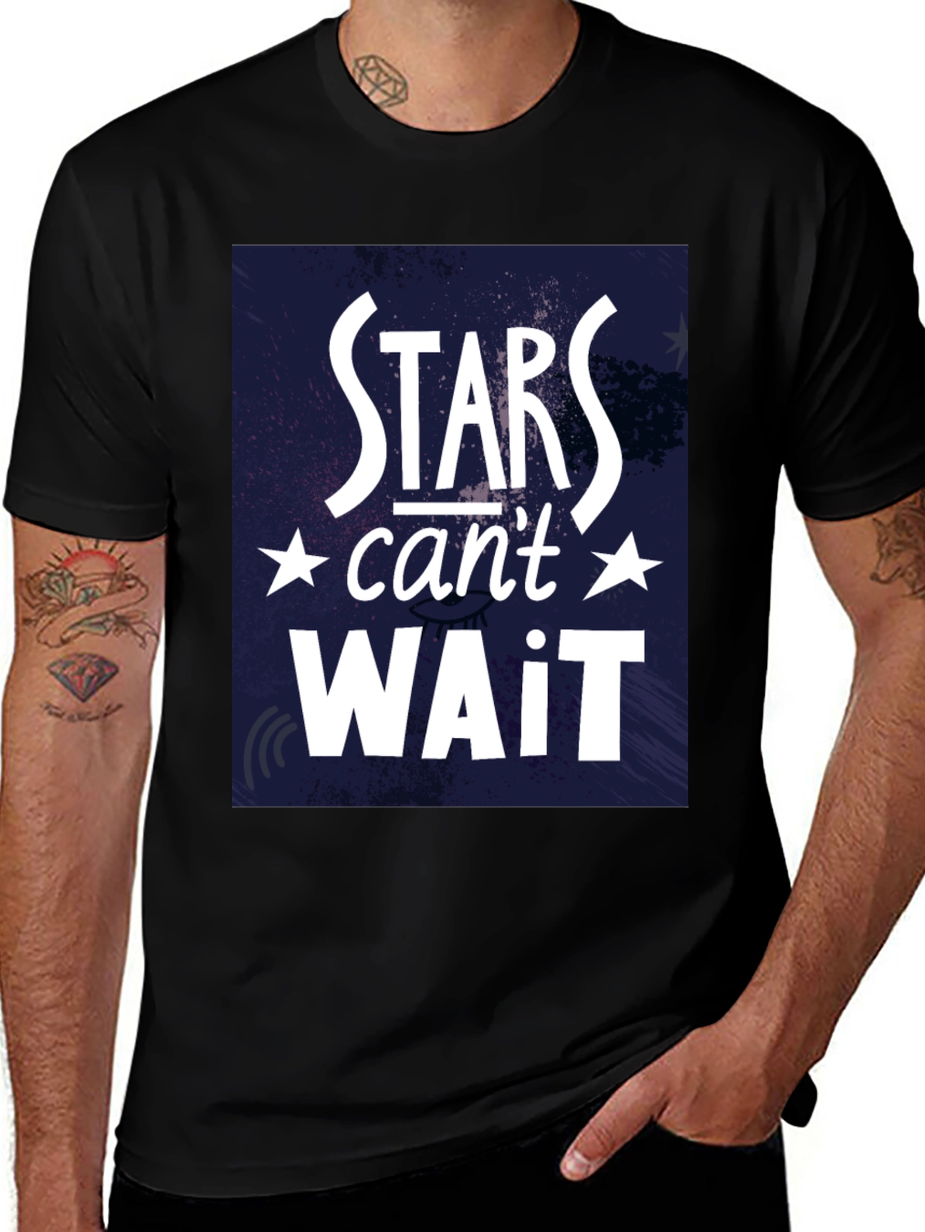 Variant 13 of Stars Can't Wait Black Graphic Tee