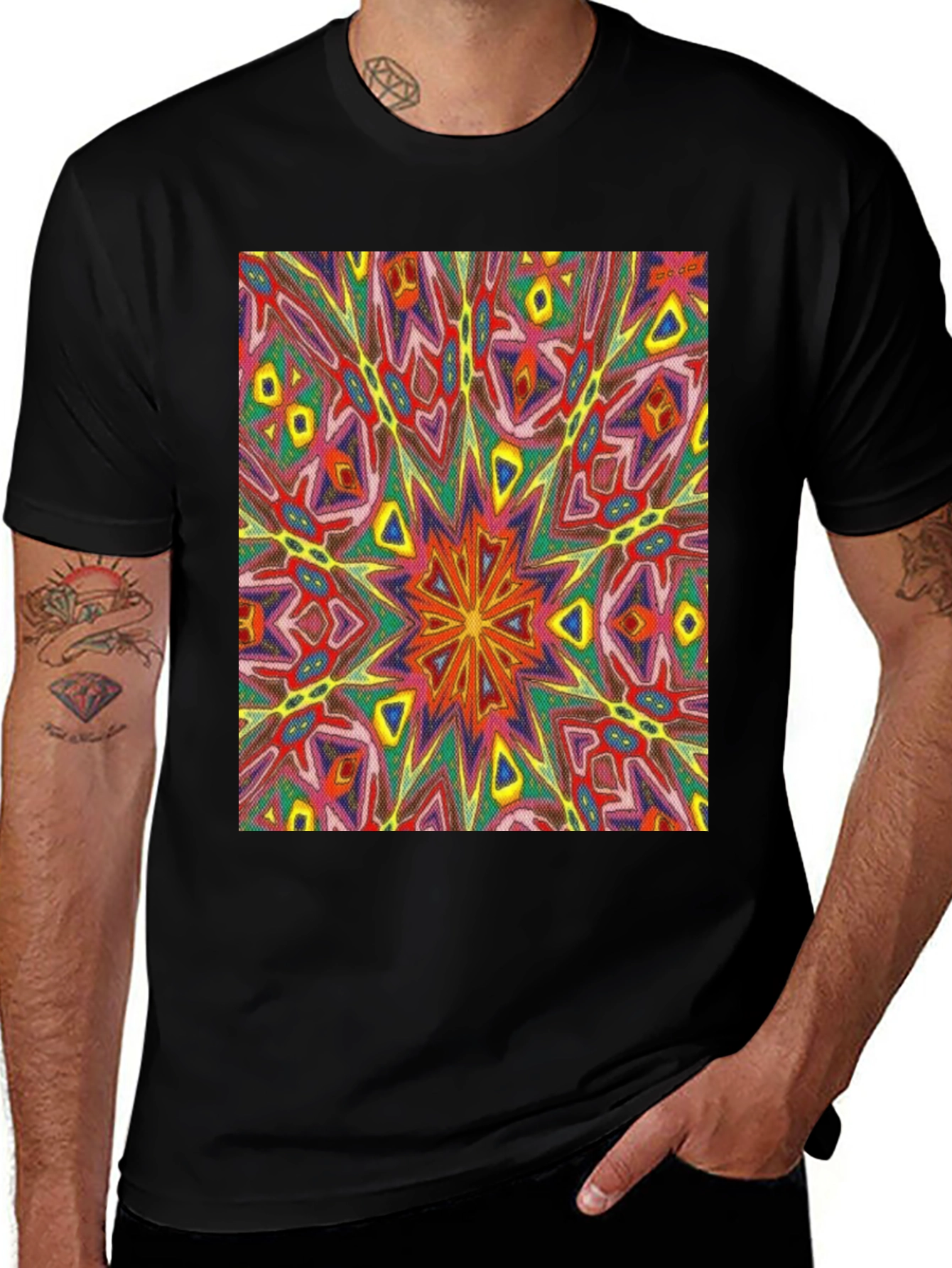 Variant 24 of Kaleidoscope Art Print Black Tee