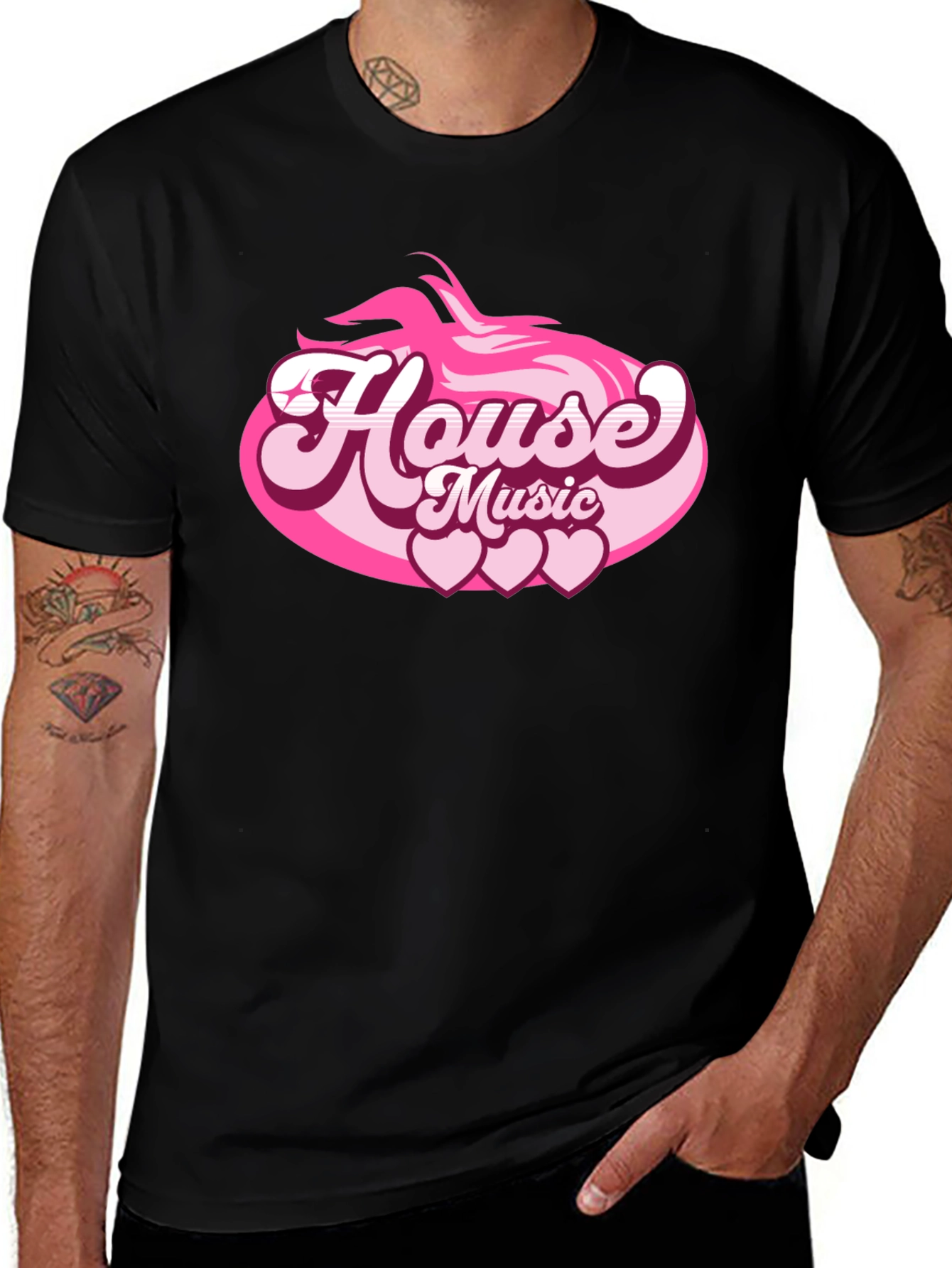 Variant 3 of House Music Heart Tee - Retro Style