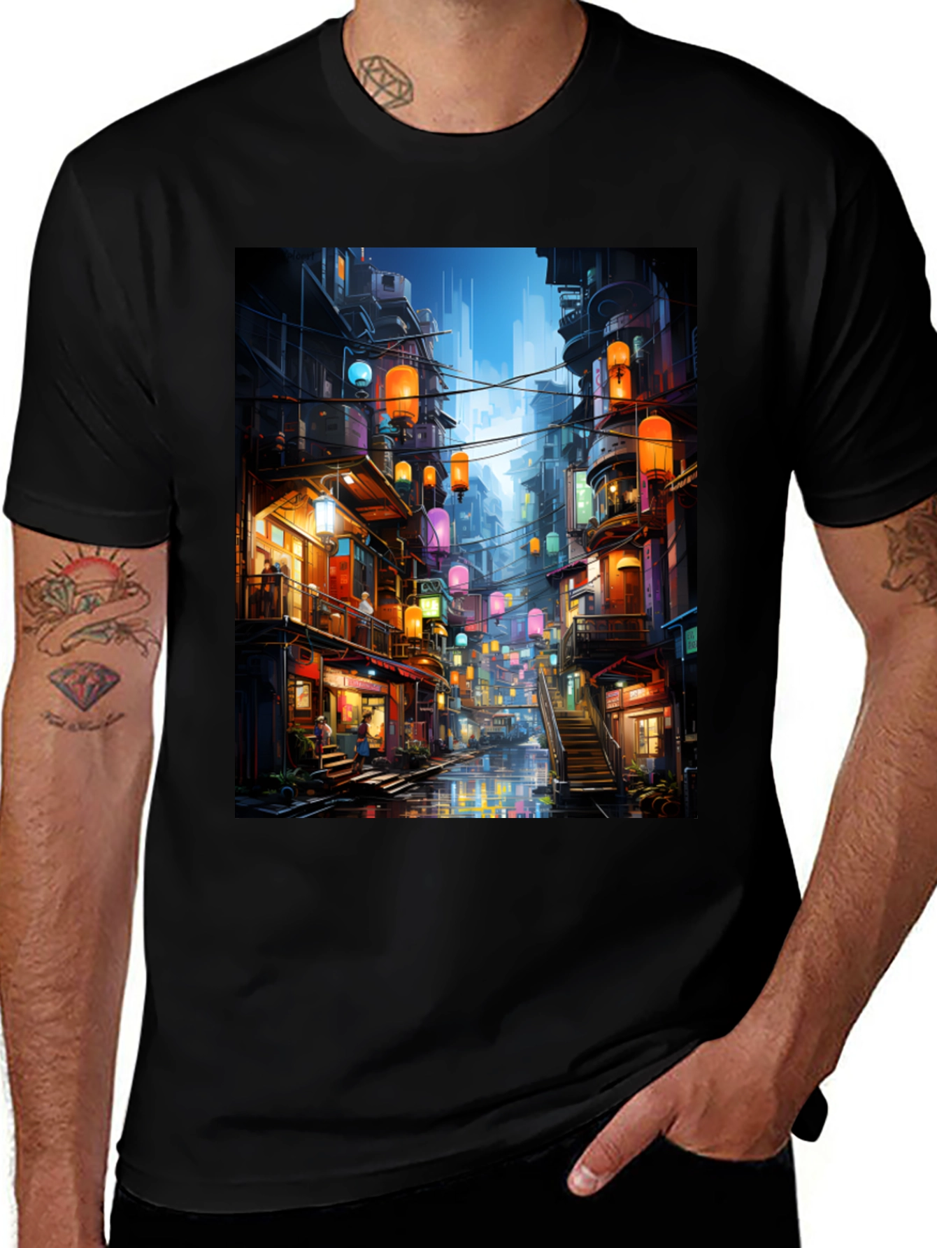 Variant 26 of Urban City Lights Graphic T-Shirt