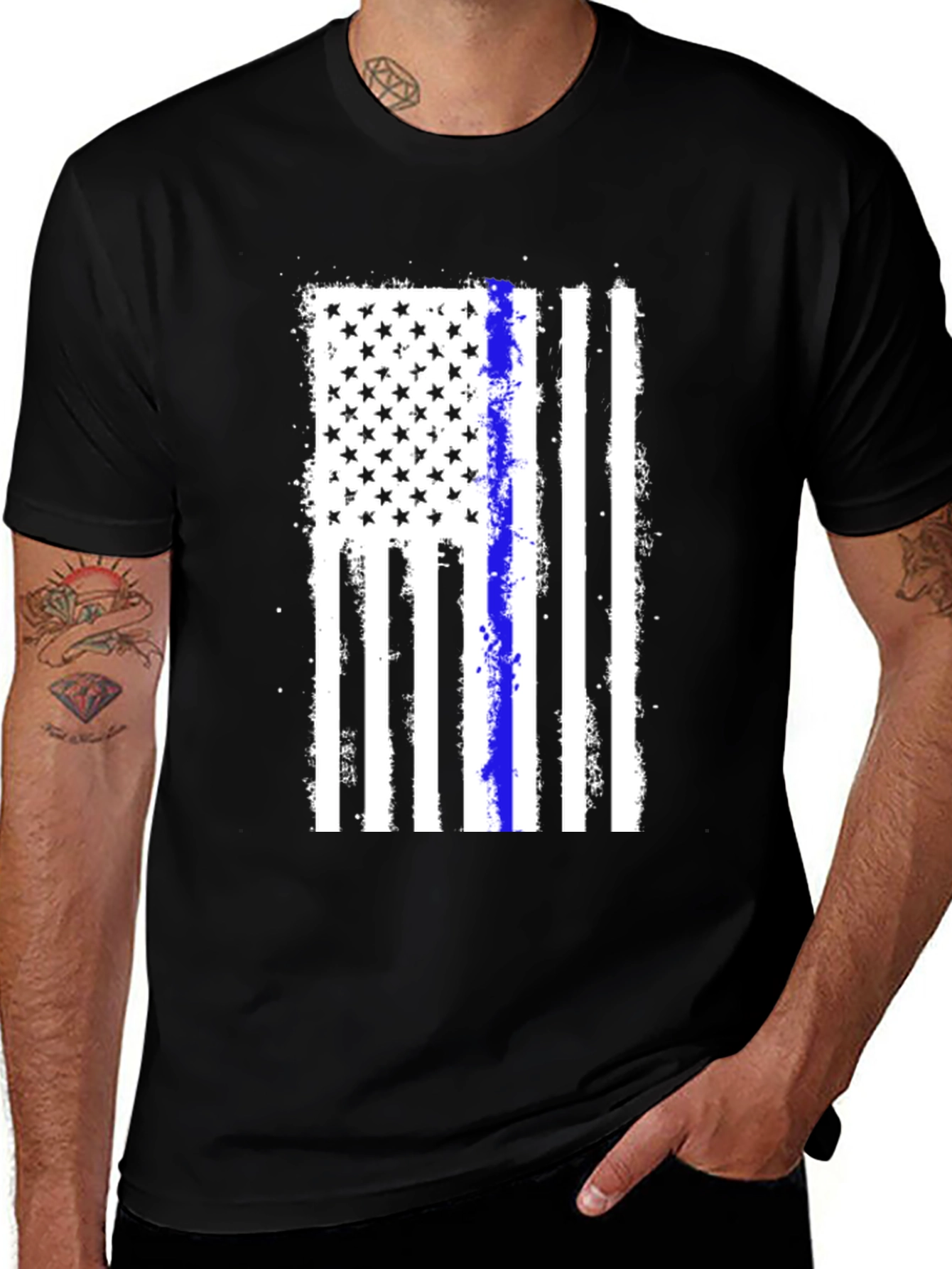 Variant 14 of Thin Blue Line American Flag Graphic T-Shirt
