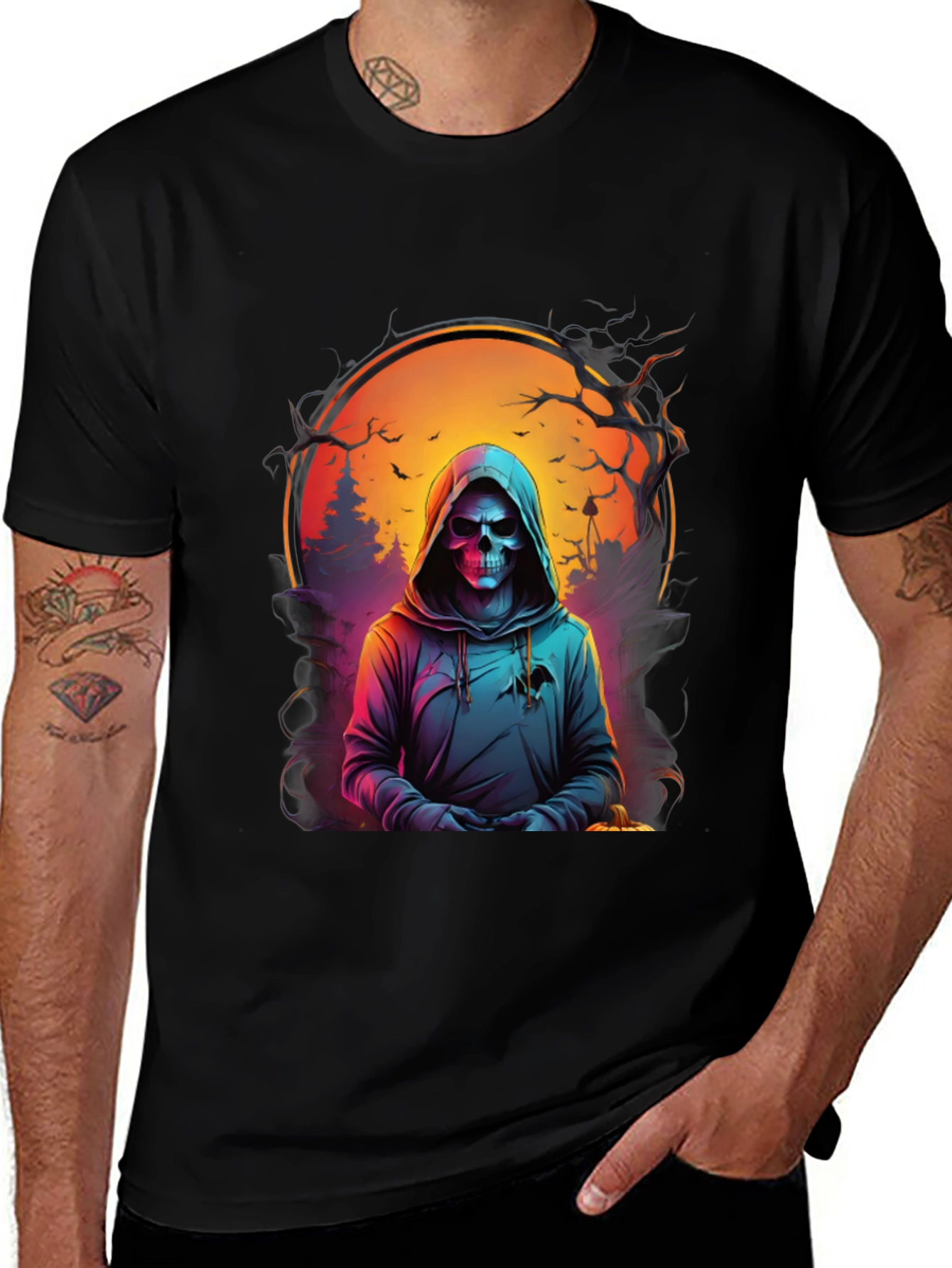 Variant 8 of Grim Reaper Graphic Tee - Spooky Halloween Shirt