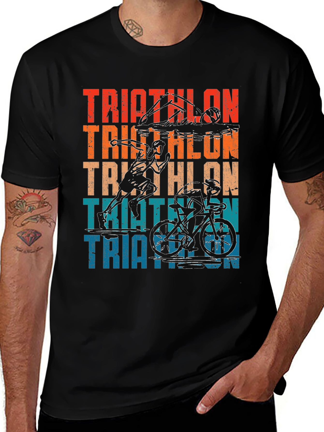 Triathlon Graphic T-Shirt - Swimmer, Runner, Cyclist