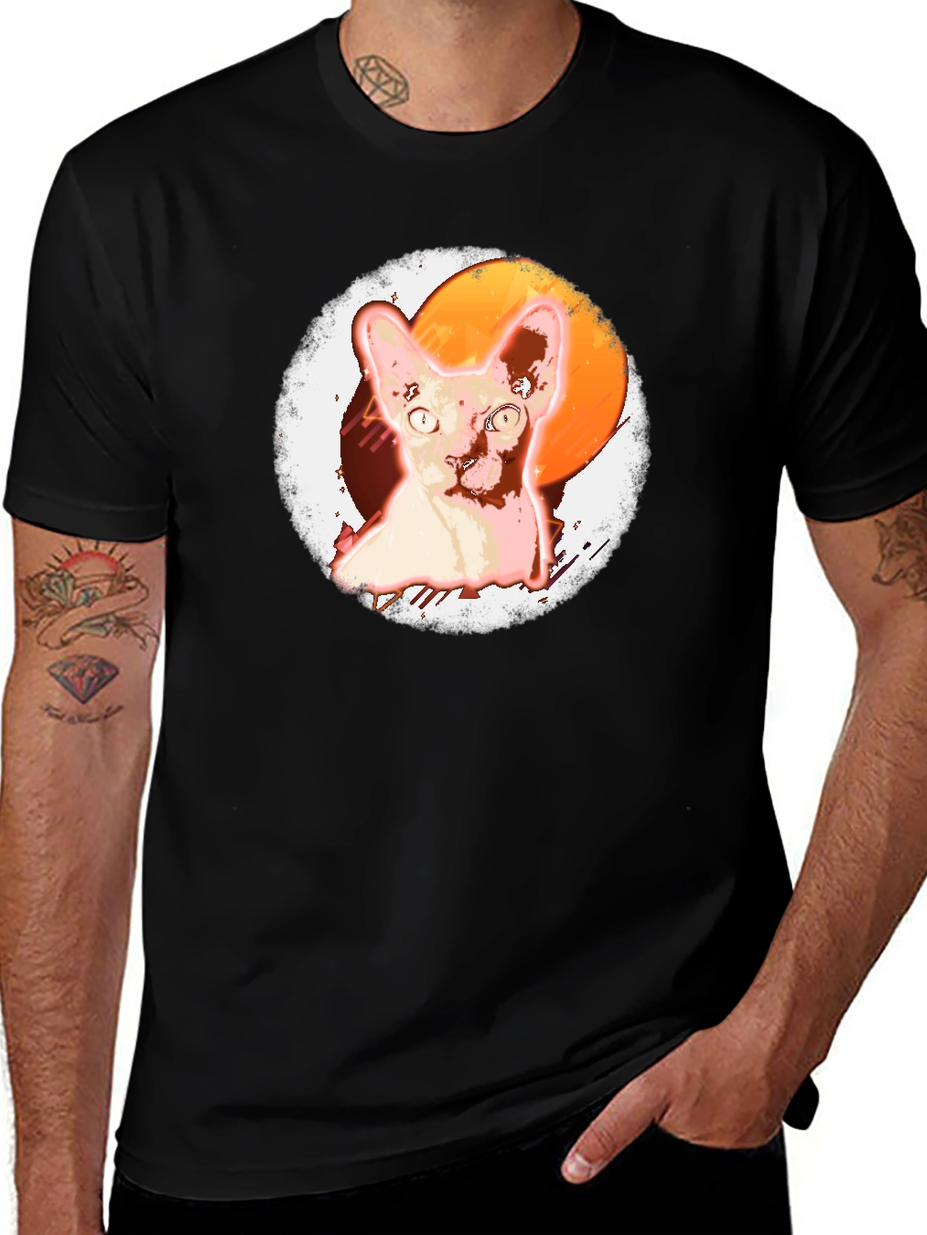 Variant 29 of Sphynx Cat Graphic Tee - Cool Retro Style