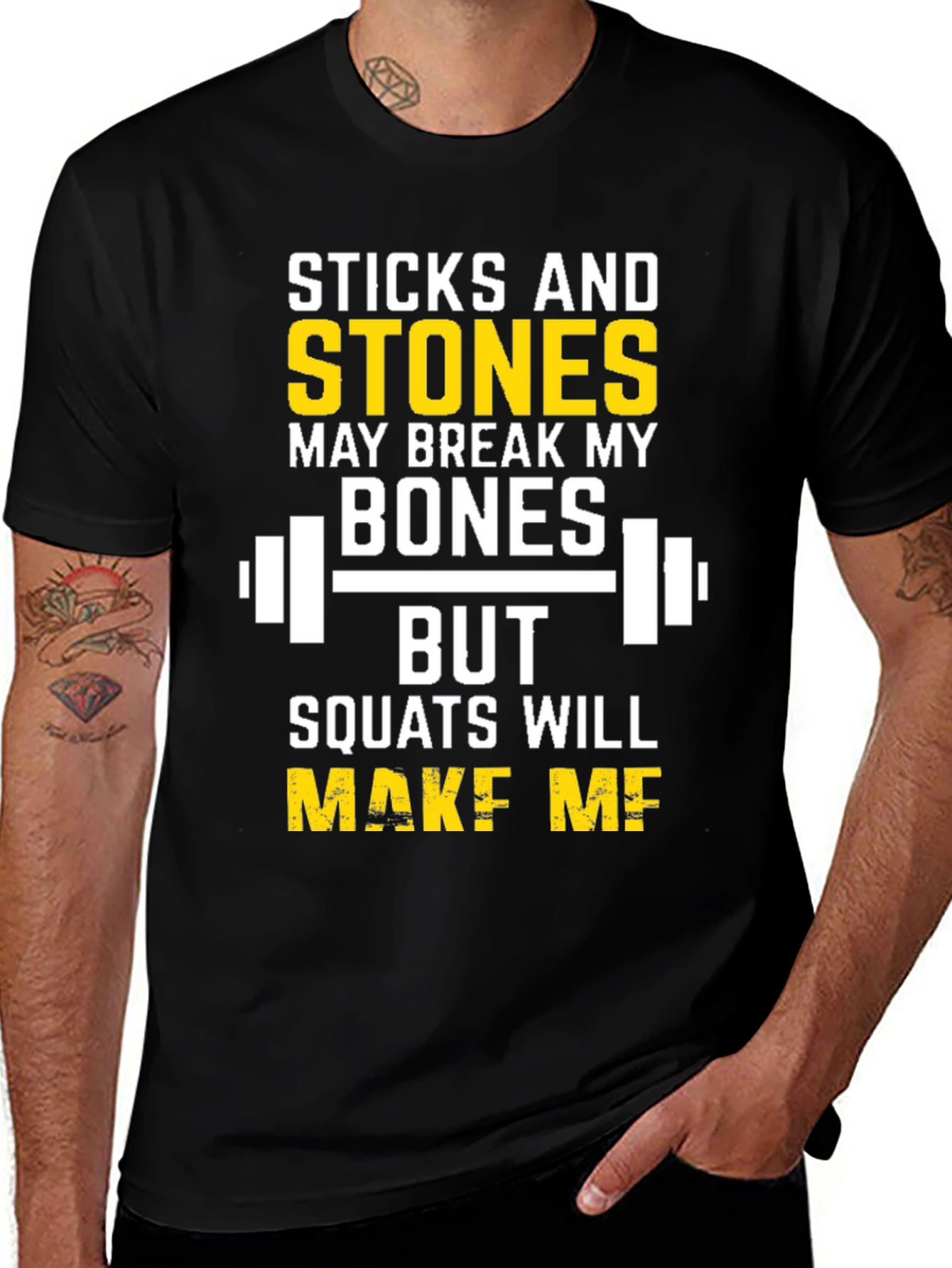 Variant 16 of Sticks and Stones Squats Workout Graphic Tee