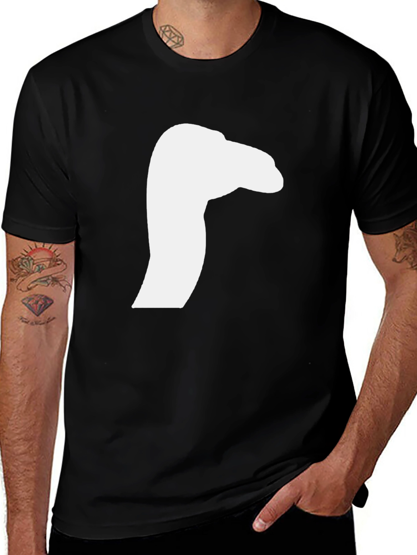 Variant 21 of Black T-Shirt with White Goose Silhouette