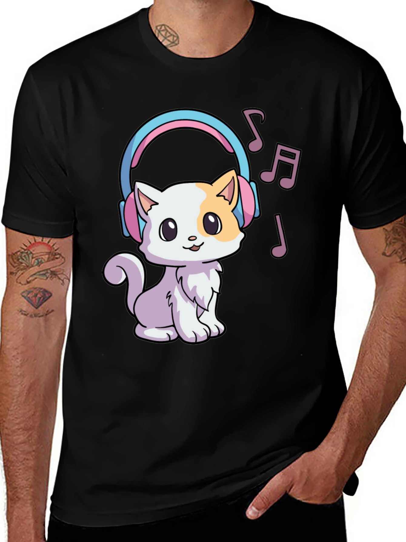 Variant 21 of Cat with Headphones Graphic T-Shirt