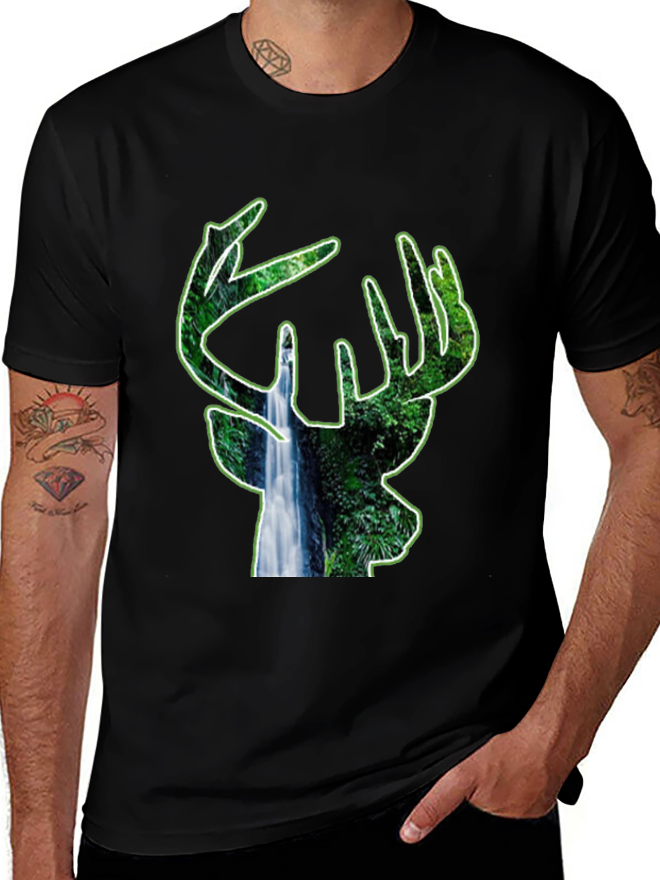 Variant 23 of Nature Deer Black T-Shirt