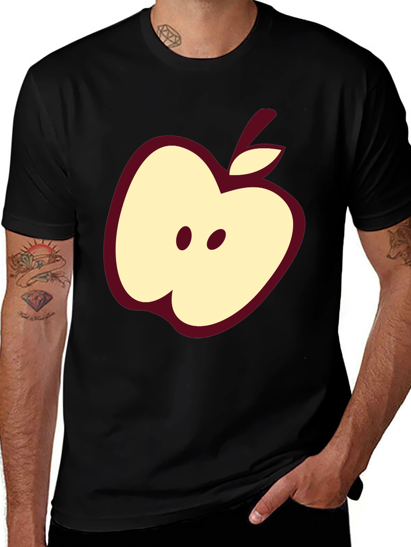 Variant 15 of Apple Graphic Tee - Fun Casual Black T-Shirt
