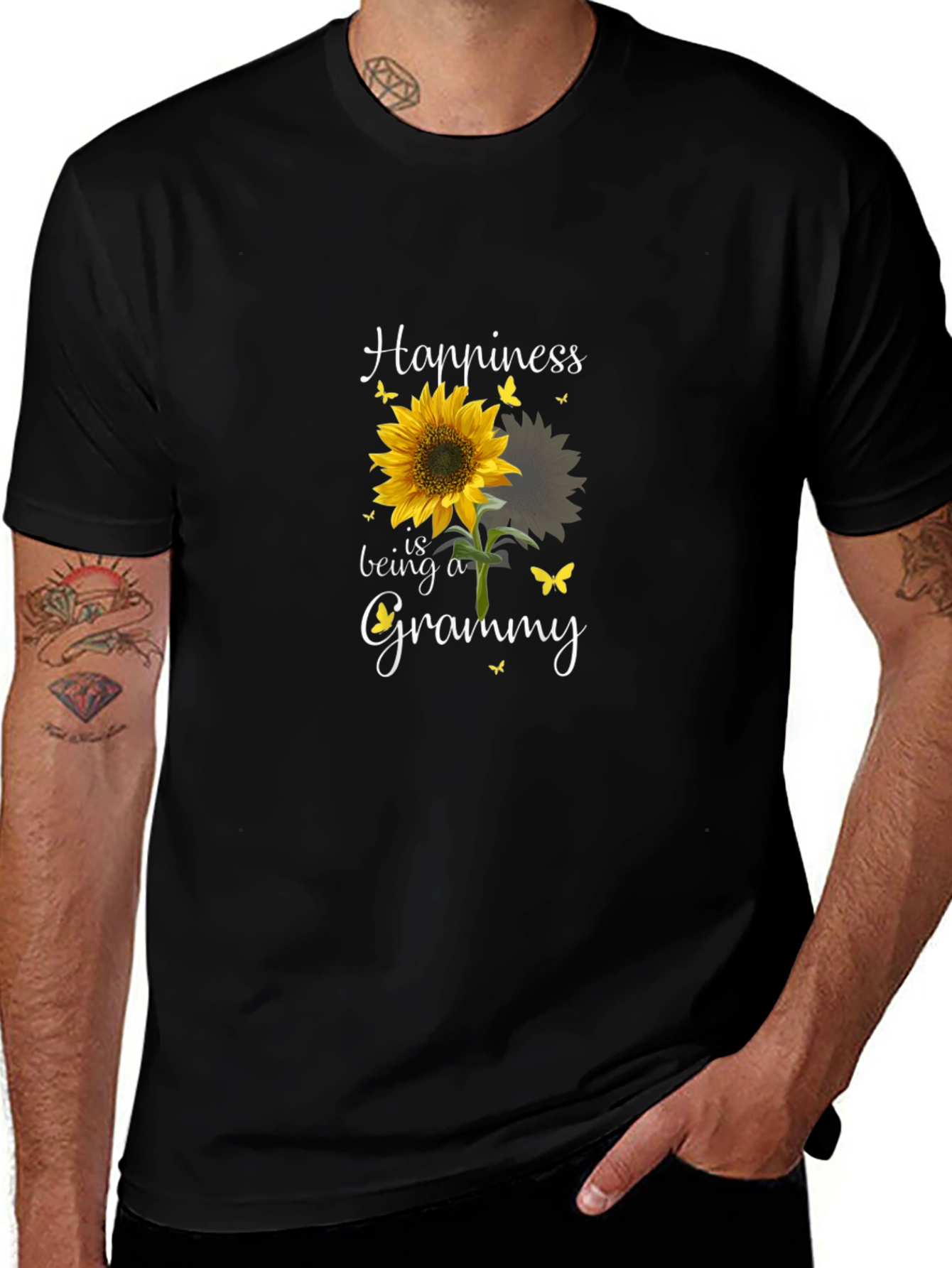 Happiness Is Being A Grammy Sunflower Graphic T-Shirt