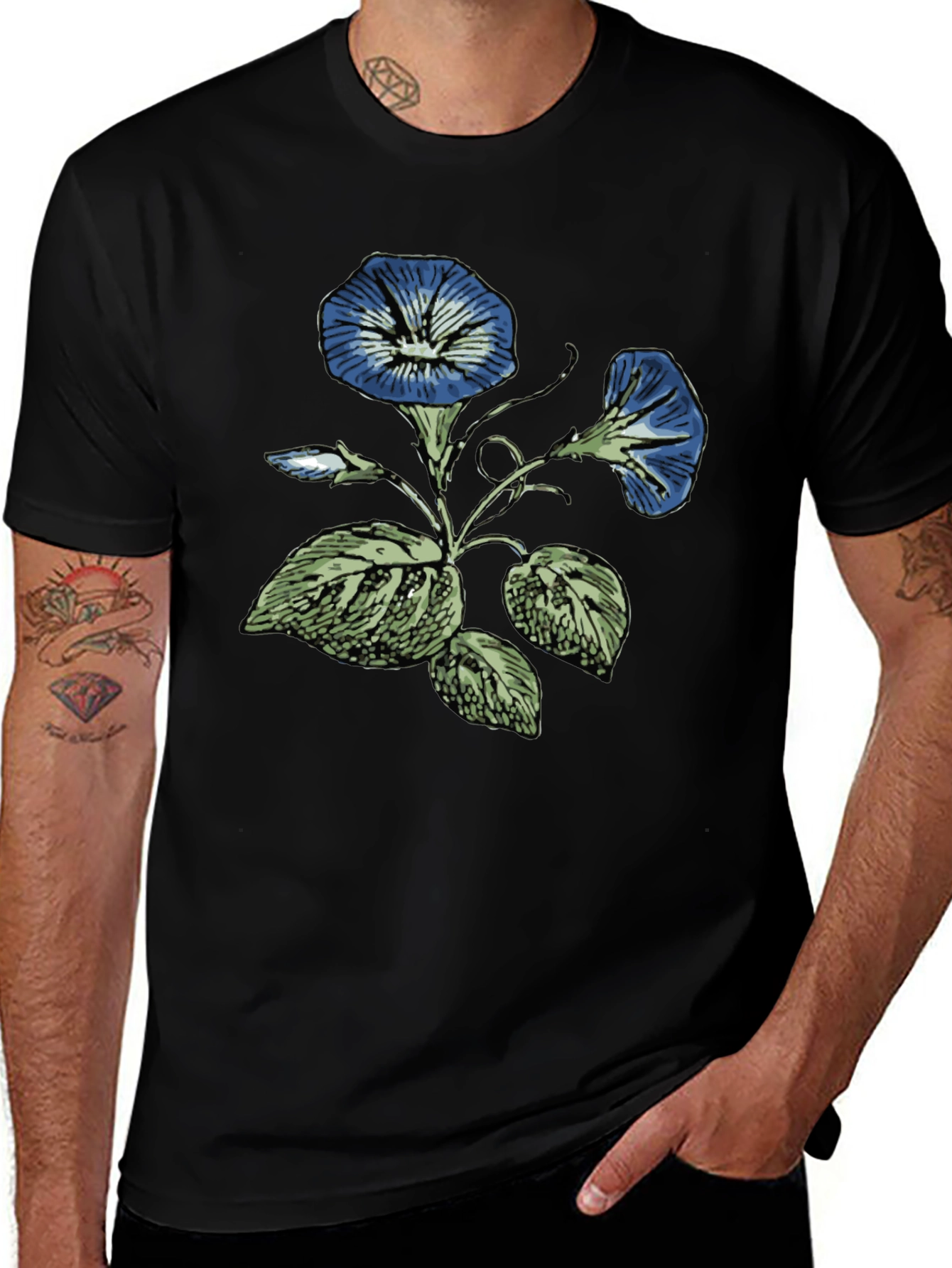 Variant 13 of Botanical Blue Flowers Graphic T-Shirt