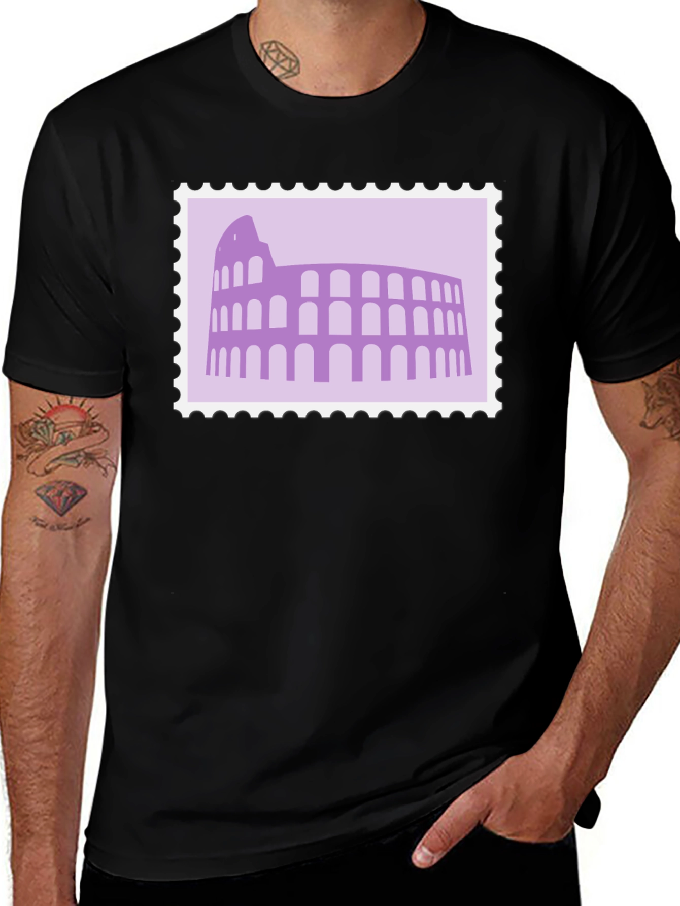 Variant 18 of Colosseum Stamp Black T-Shirt