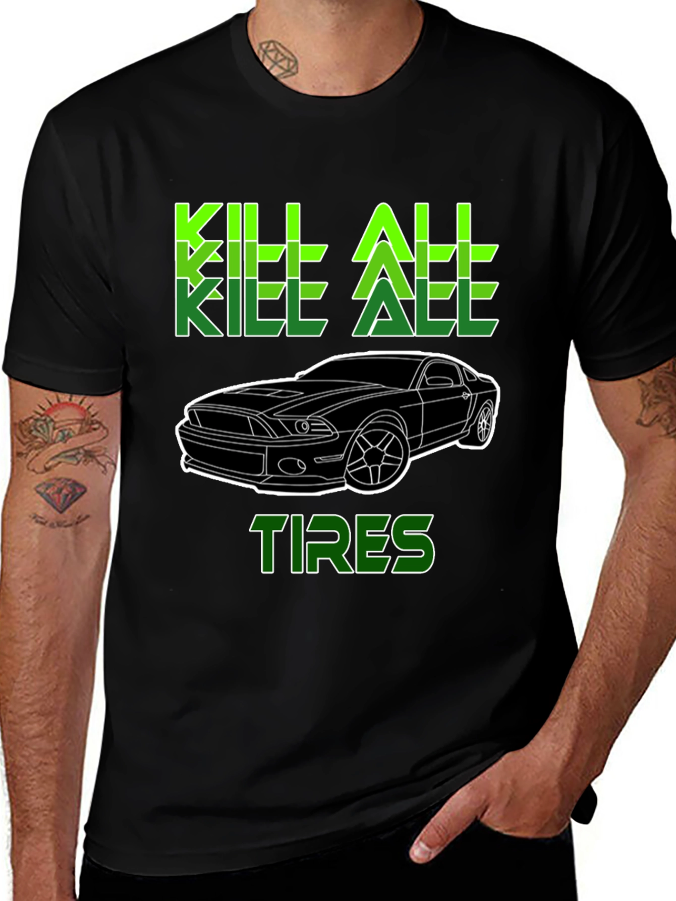 Variant 2 of Kill All Tires Graphic Tee - Men's Black T-Shirt