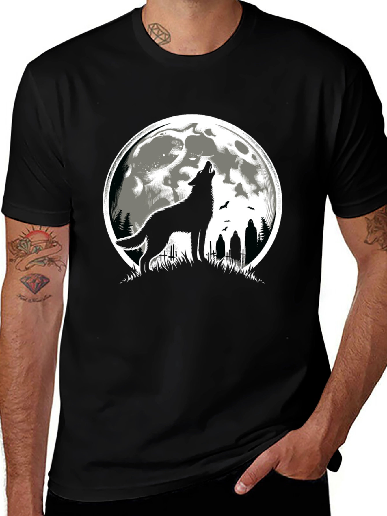Variant 22 of Wolf Howling at Moon T-Shirt