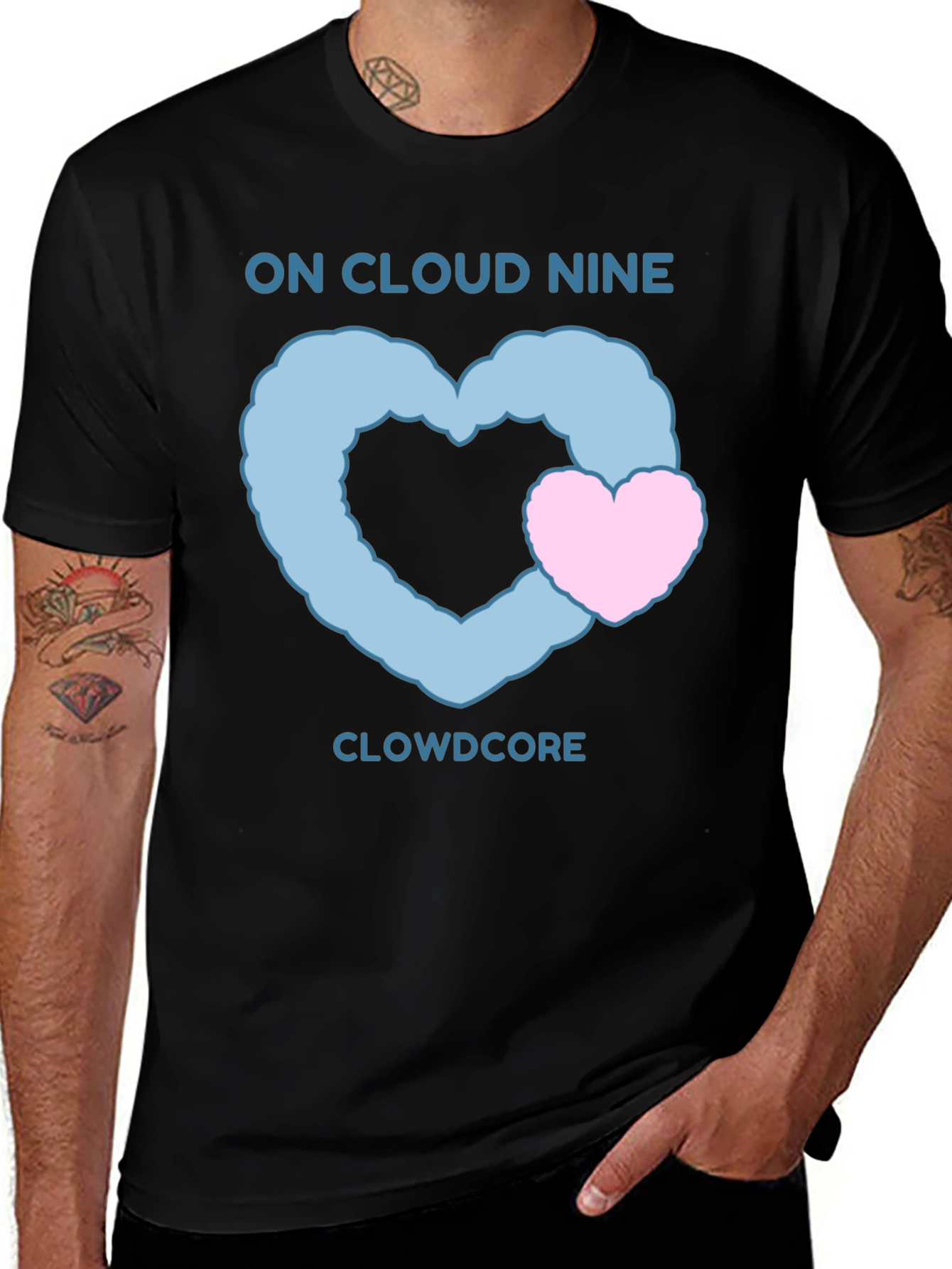 Variant 21 of On Cloud Nine Black T-Shirt with Heart Graphic