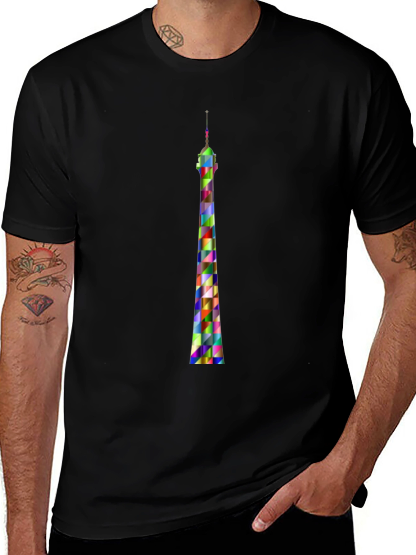 Variant 28 of Geometric Tower Graphic Tee - Modern Art Shirt