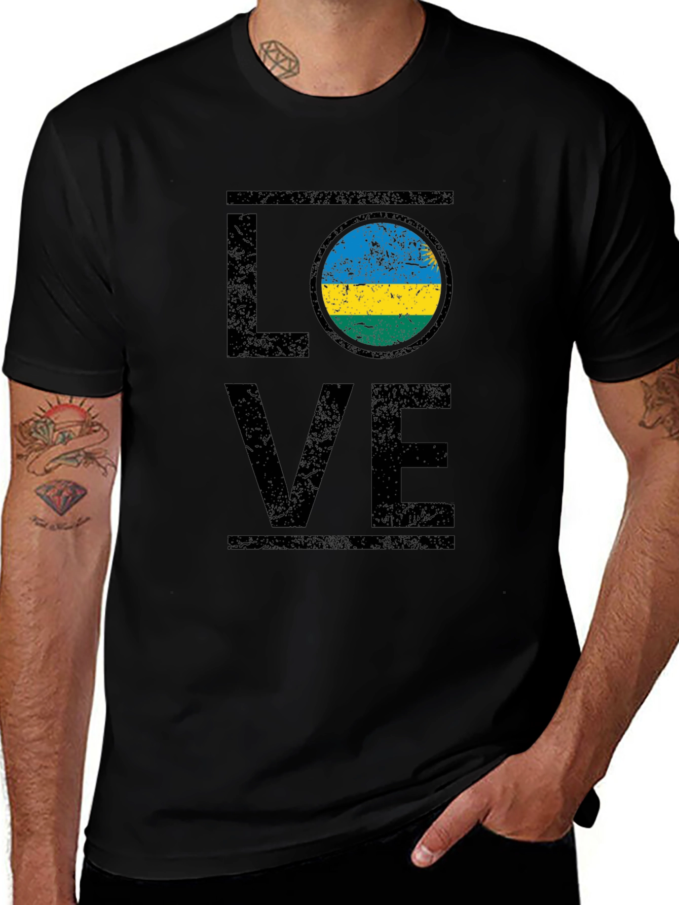 Love Rwanda Flag Graphic T-Shirt