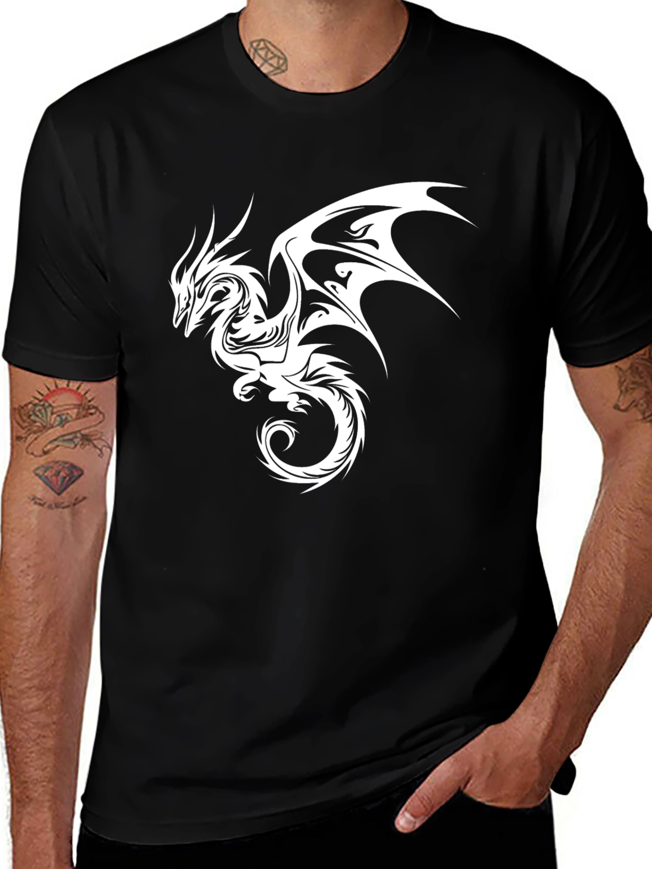 Variant 19 of Dragon Graphic Tee - Black