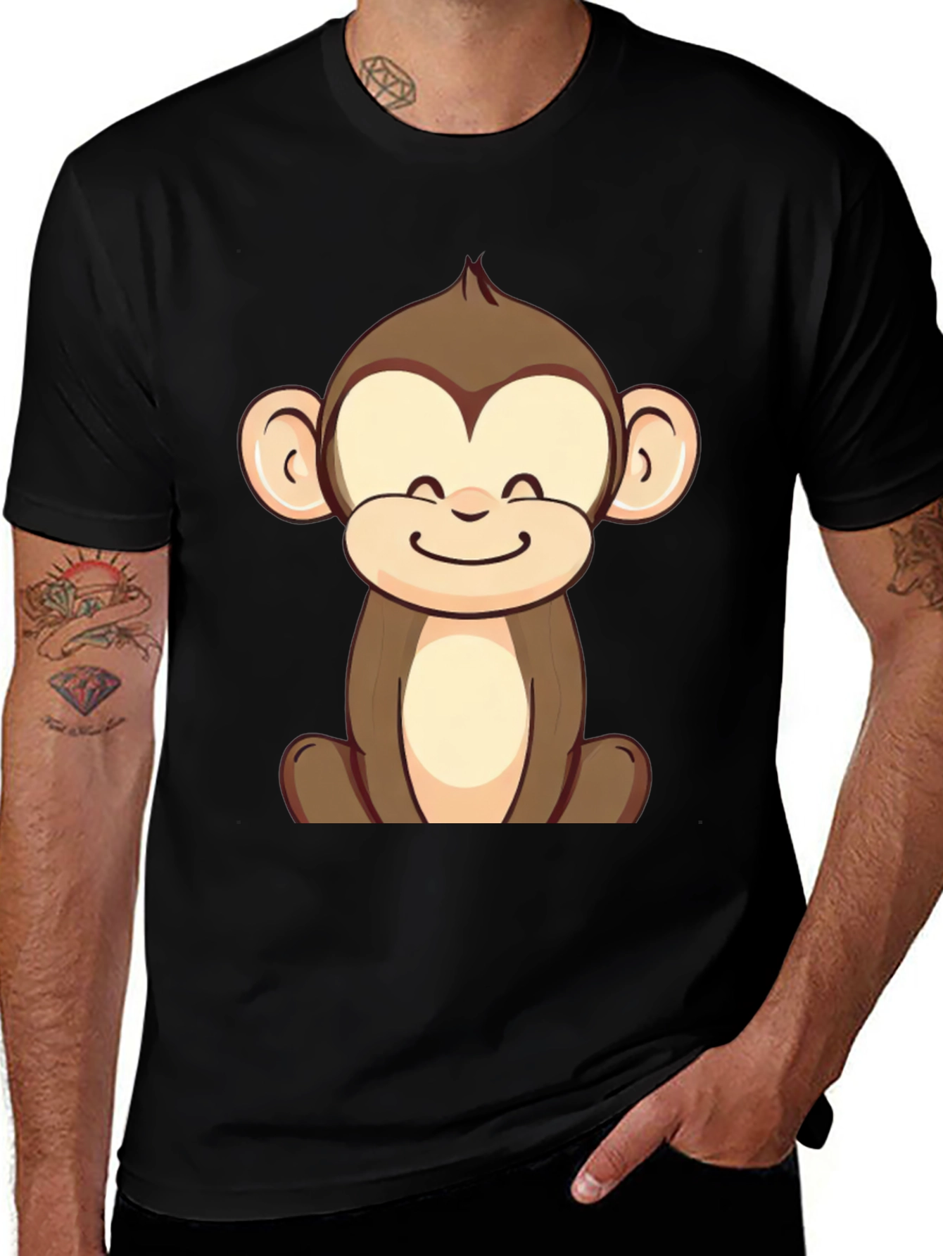 Variant 13 of Cute Monkey Graphic Tee - Unisex Black T-Shirt