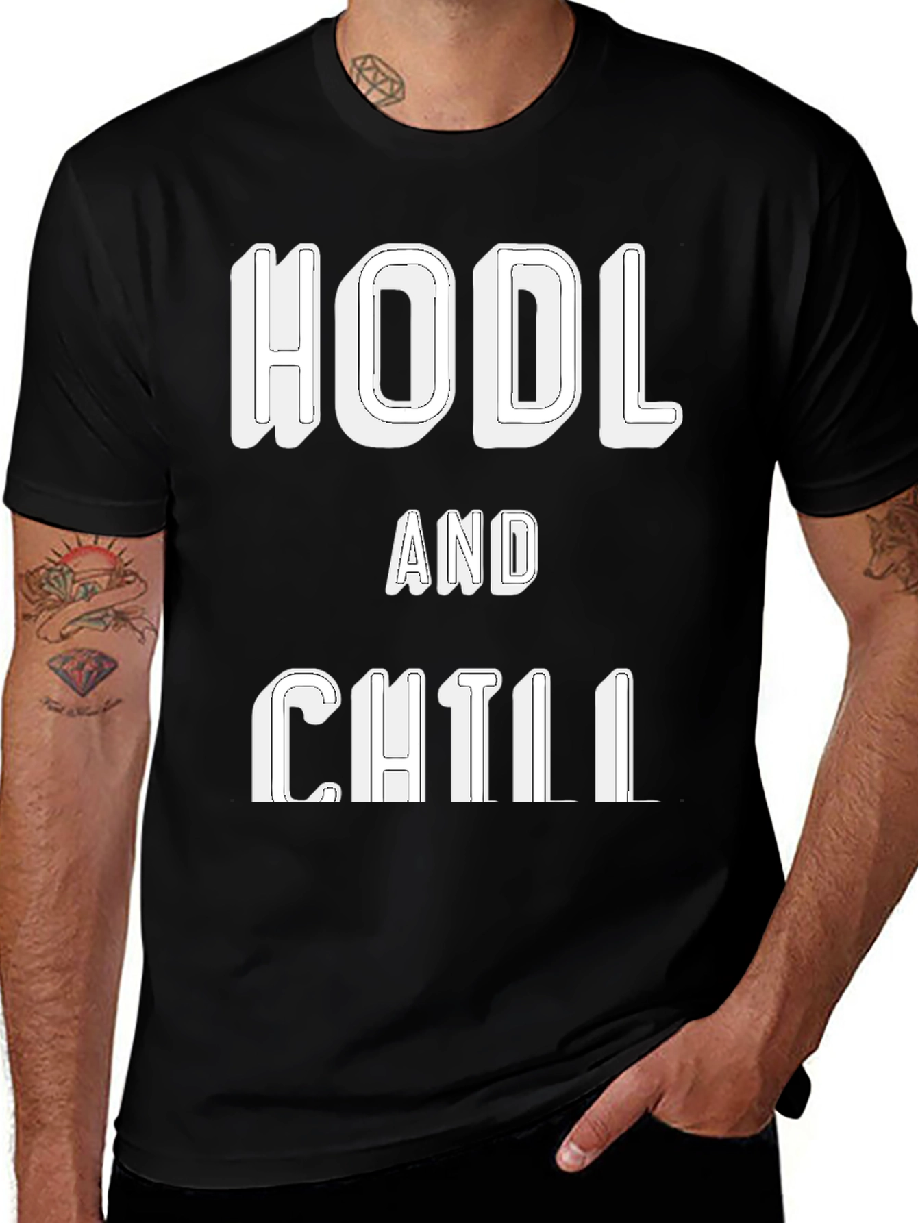 Variant 12 of HODL and Chill Black T-Shirt - Crypto Investor Tee